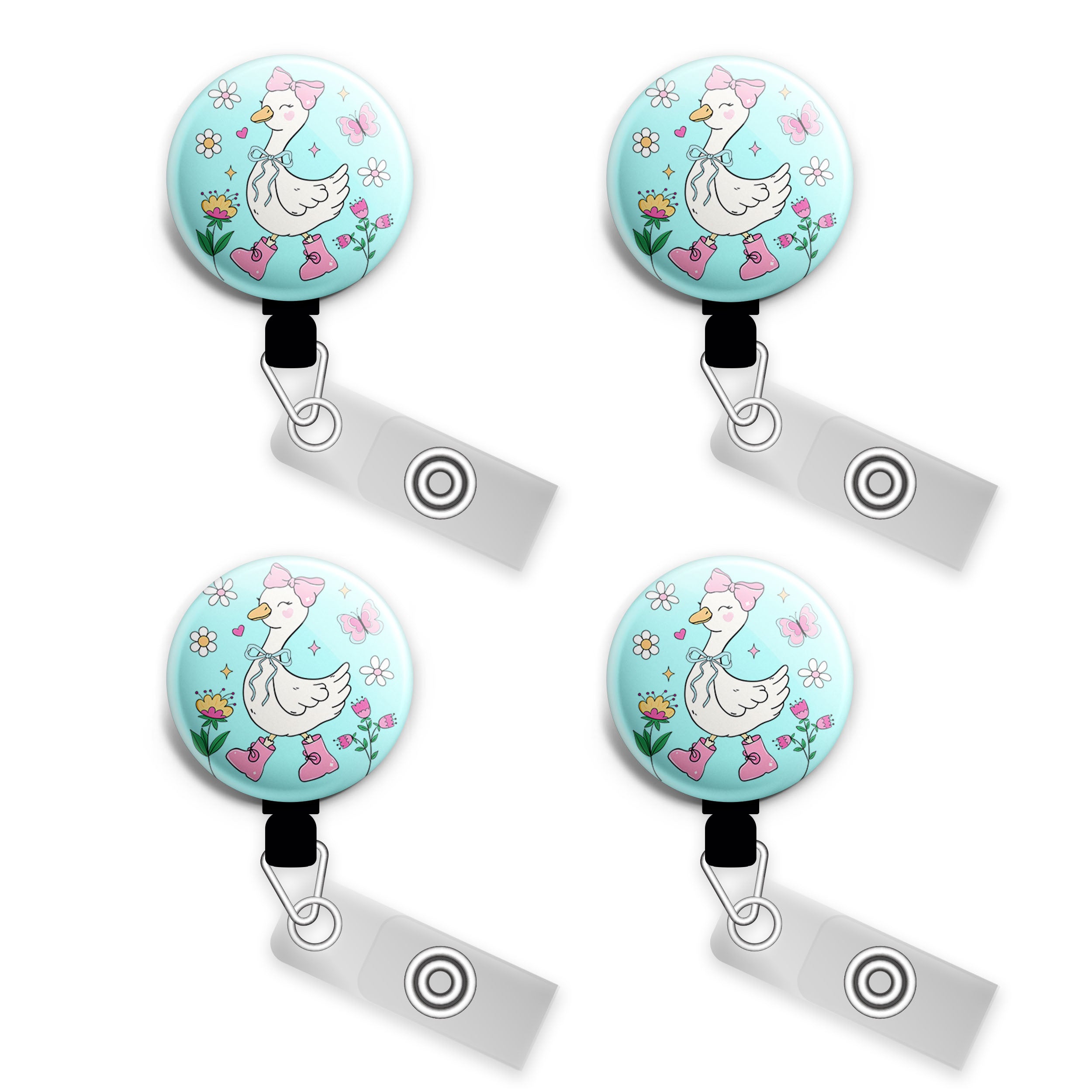 Spring Stroll Goose Swapfinity Retractable ID Badge Reel - - Topperswap