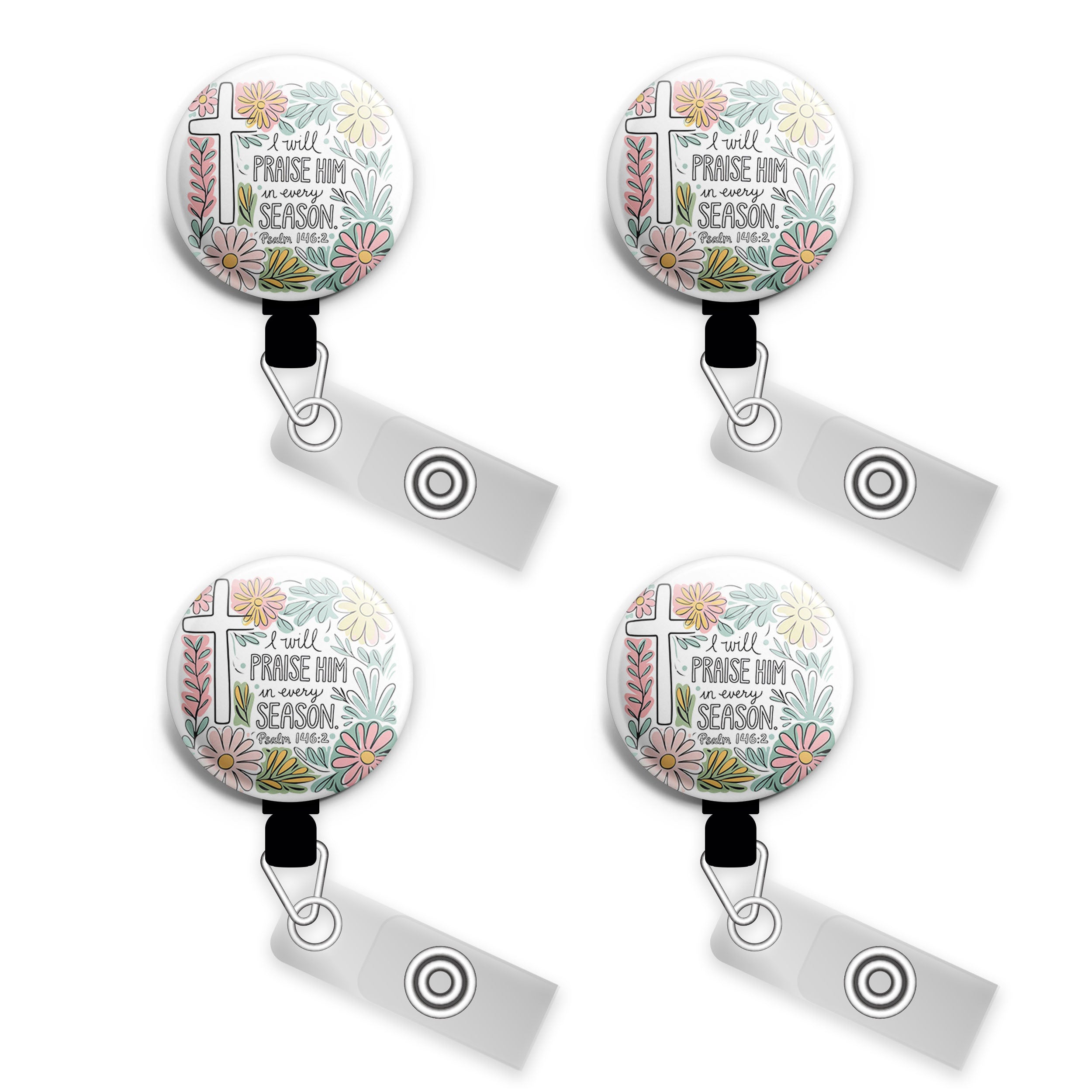 Praise Him Floral Swapfinity Retractable ID Badge Reel - - Topperswap