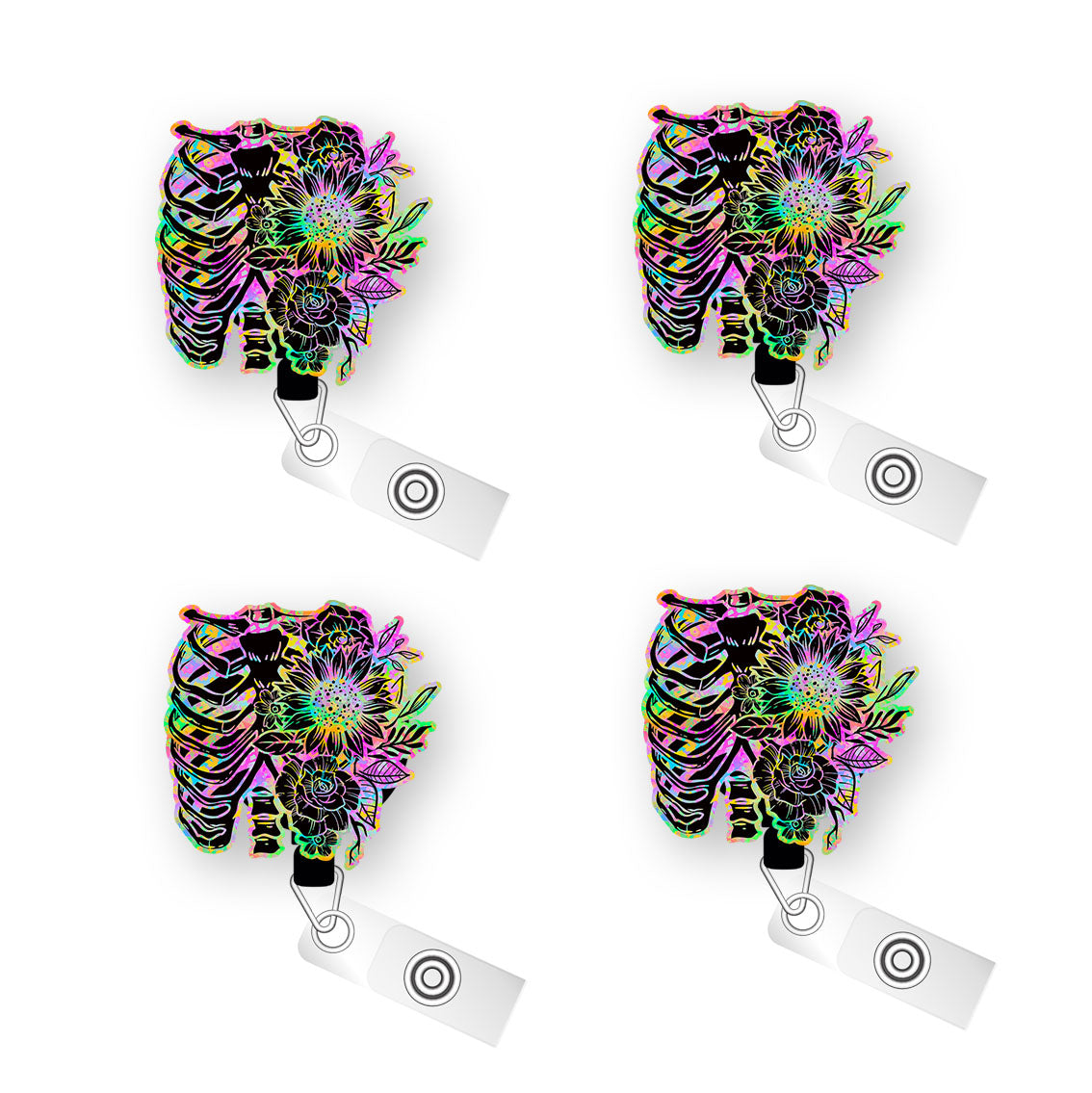 Neon X-Ray Floral Pop Topper Swapfinity Retractable ID Badge Reel - - Topperswap