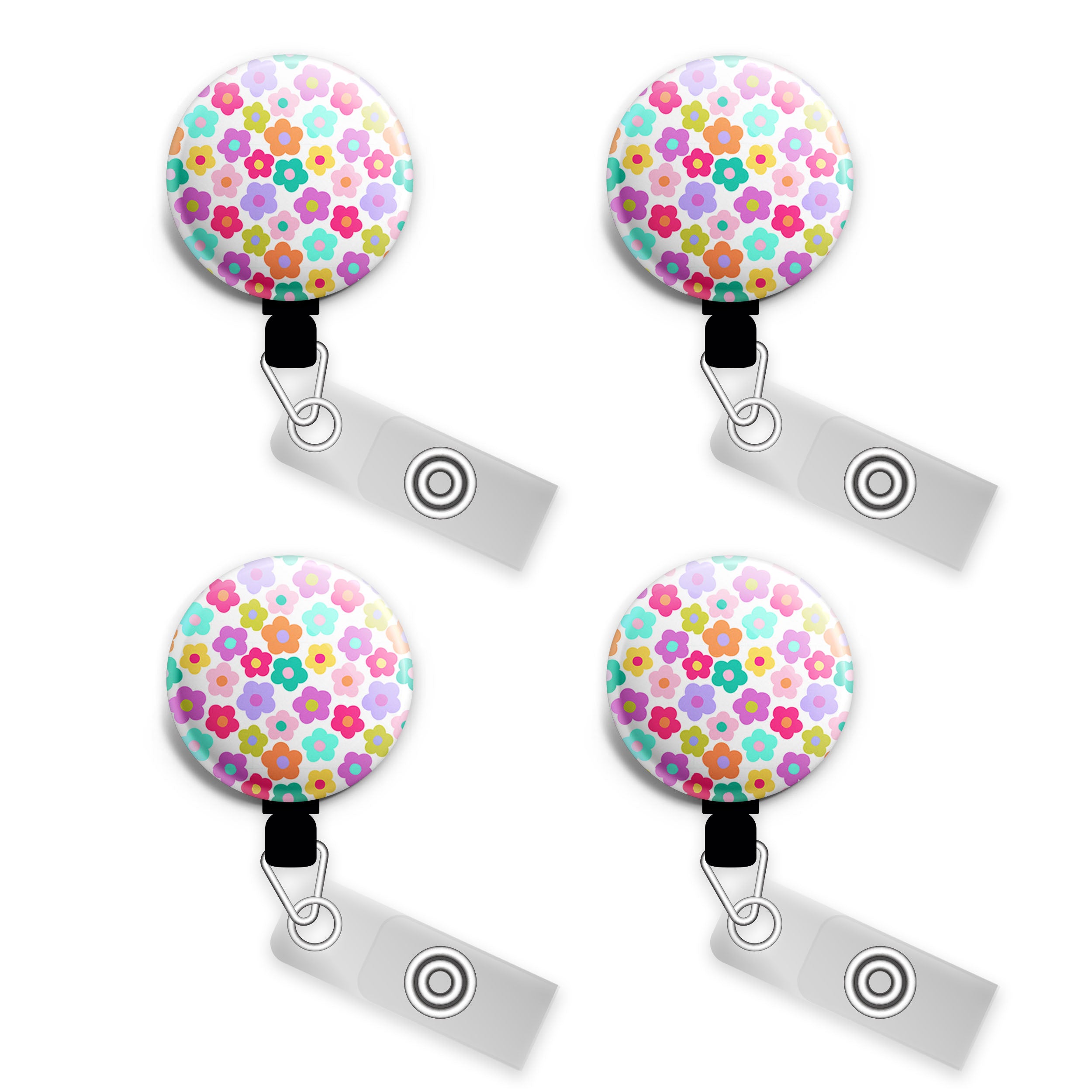 Retro Floral Pattern Swapfinity Retractable ID Badge Reel - - Topperswap