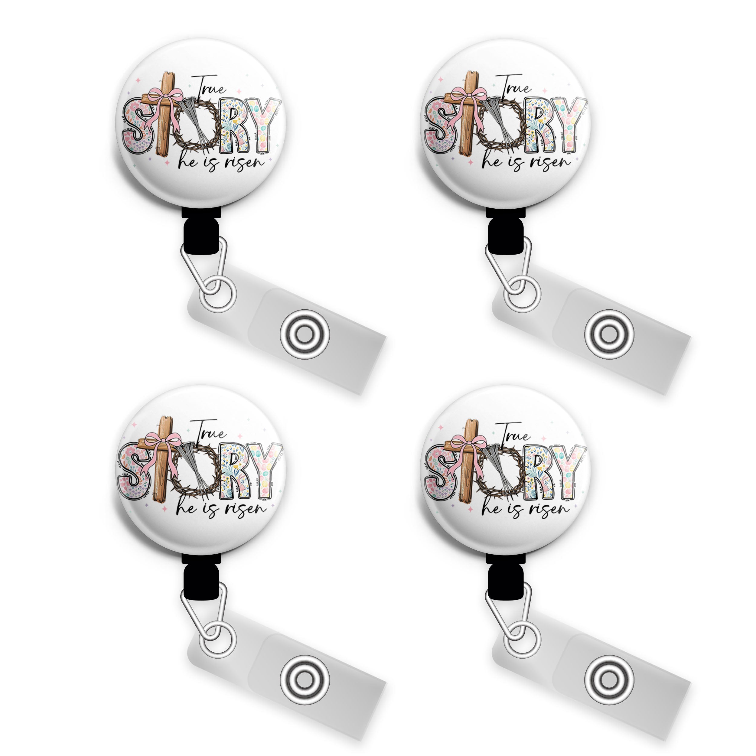True Story Easter Swapfinity Retractable ID Badge Reel - Gator 4pk |Save 10% / Black - Topperswap
