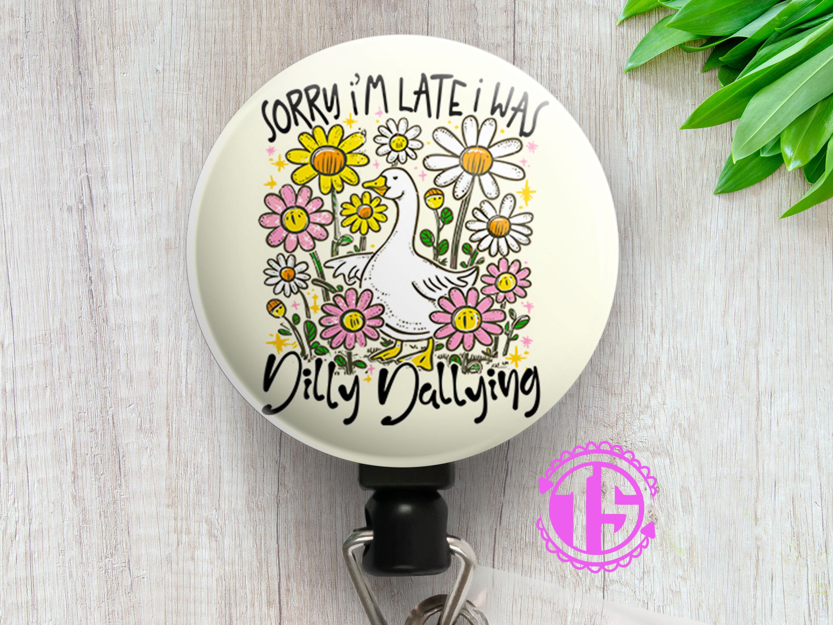 Dilly Dallying Goose Swapfinity Retractable ID Badge Reel - Alligator Clip / Black - Topperswap