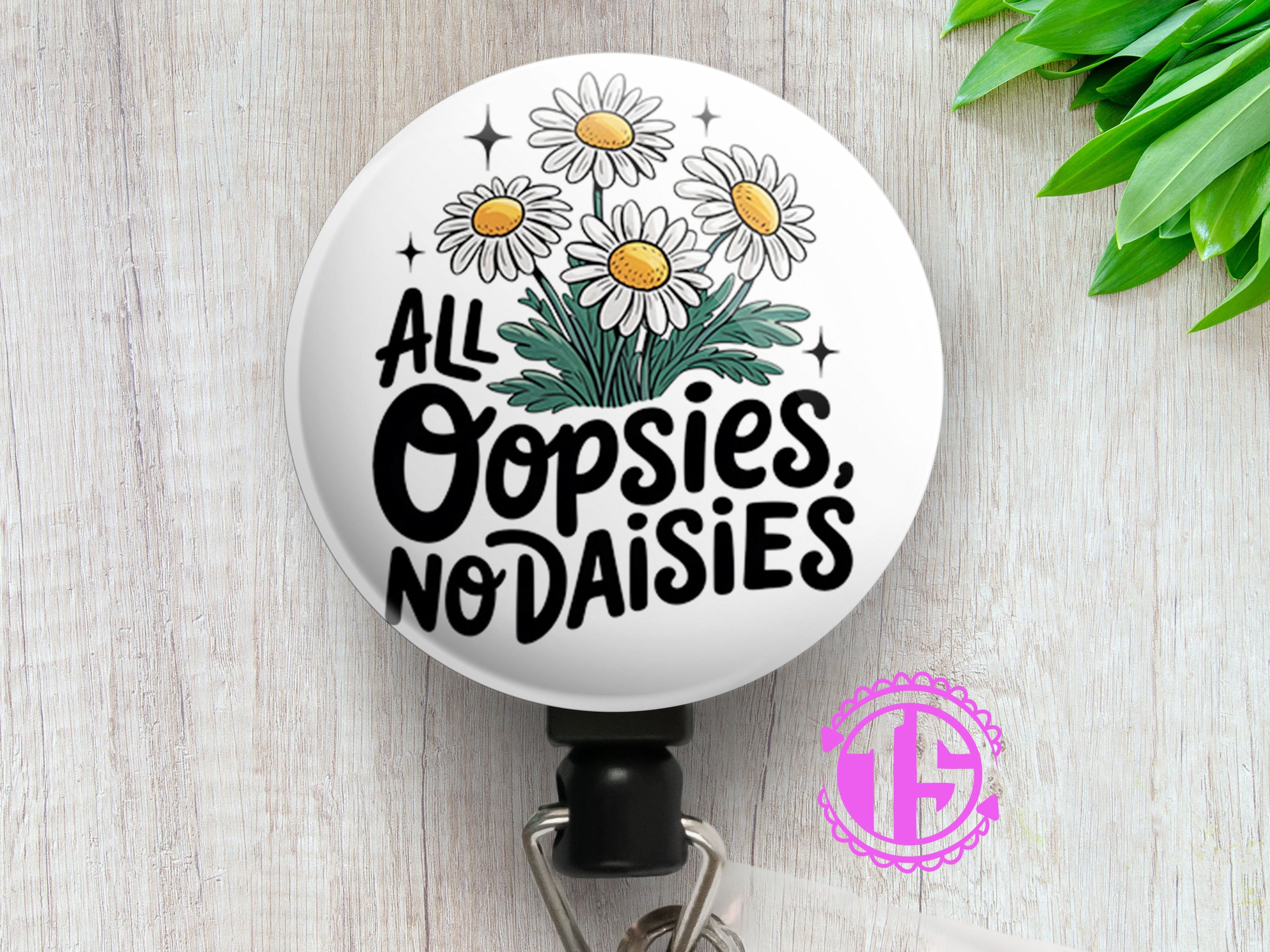 Oopsies No Daisies Swapfinity Retractable ID Badge Reel - - Topperswap