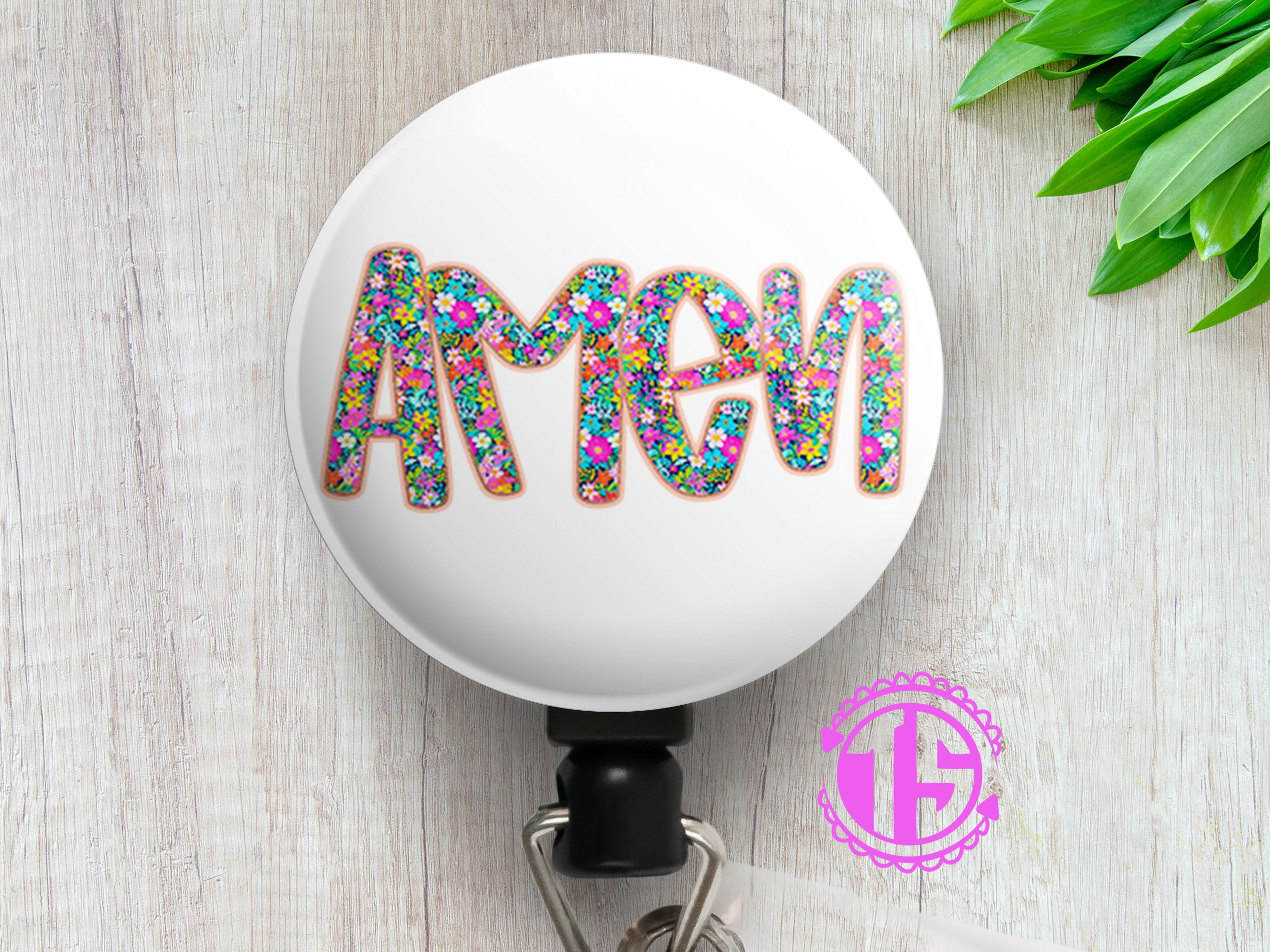 Floral Amen Swapfinity Retractable ID Badge Reel - - Topperswap