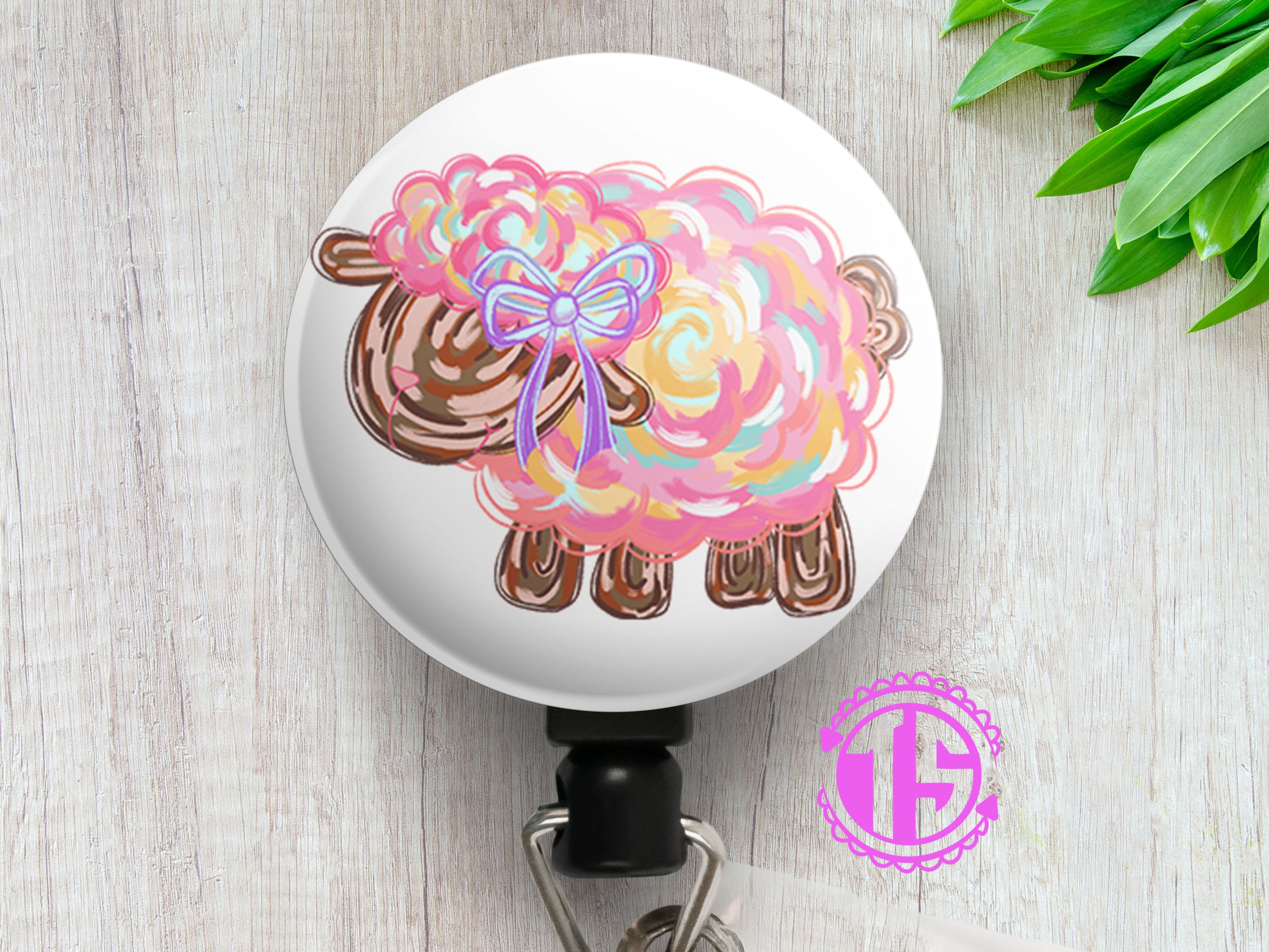 Pastel Swirl Sheep Swapfinity Retractable ID Badge Reel - - Topperswap