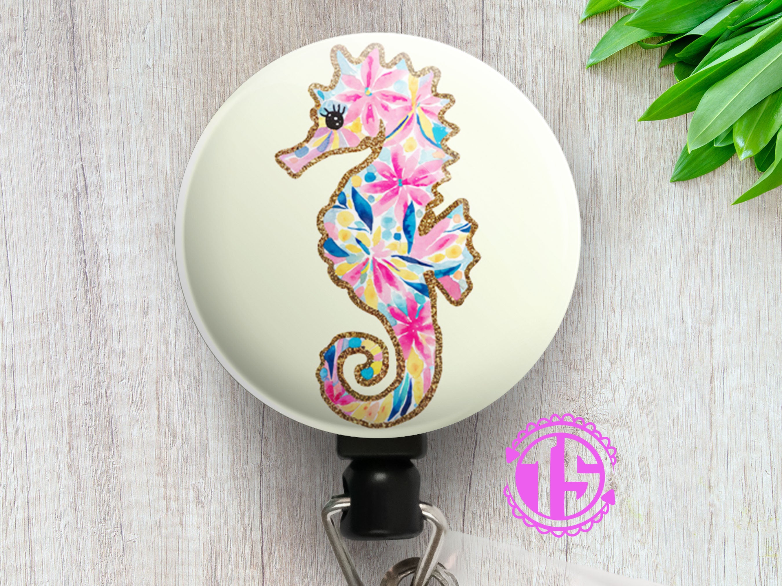 Sea You Sparkle Swapfinity Retractable ID Badge Reel - - Topperswap