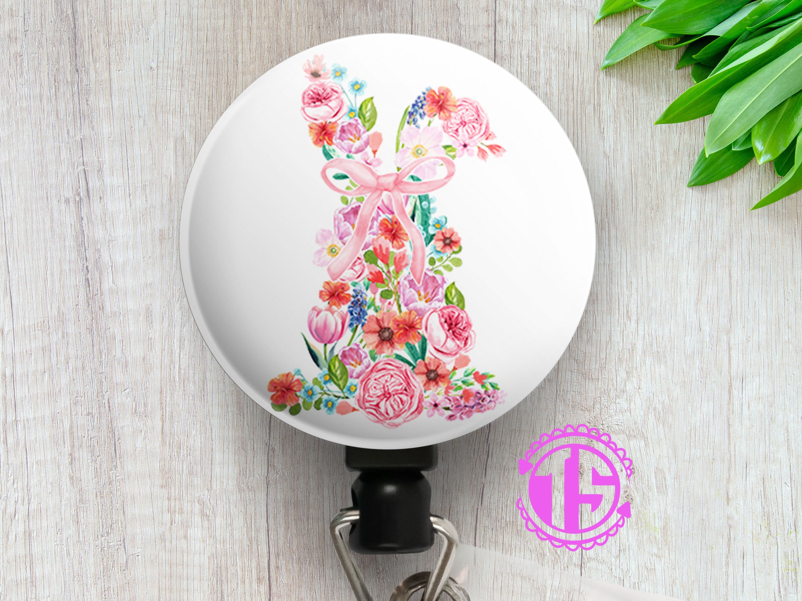 Spring Floral Bunny Swapfinity Retractable ID Badge Reel - - Topperswap