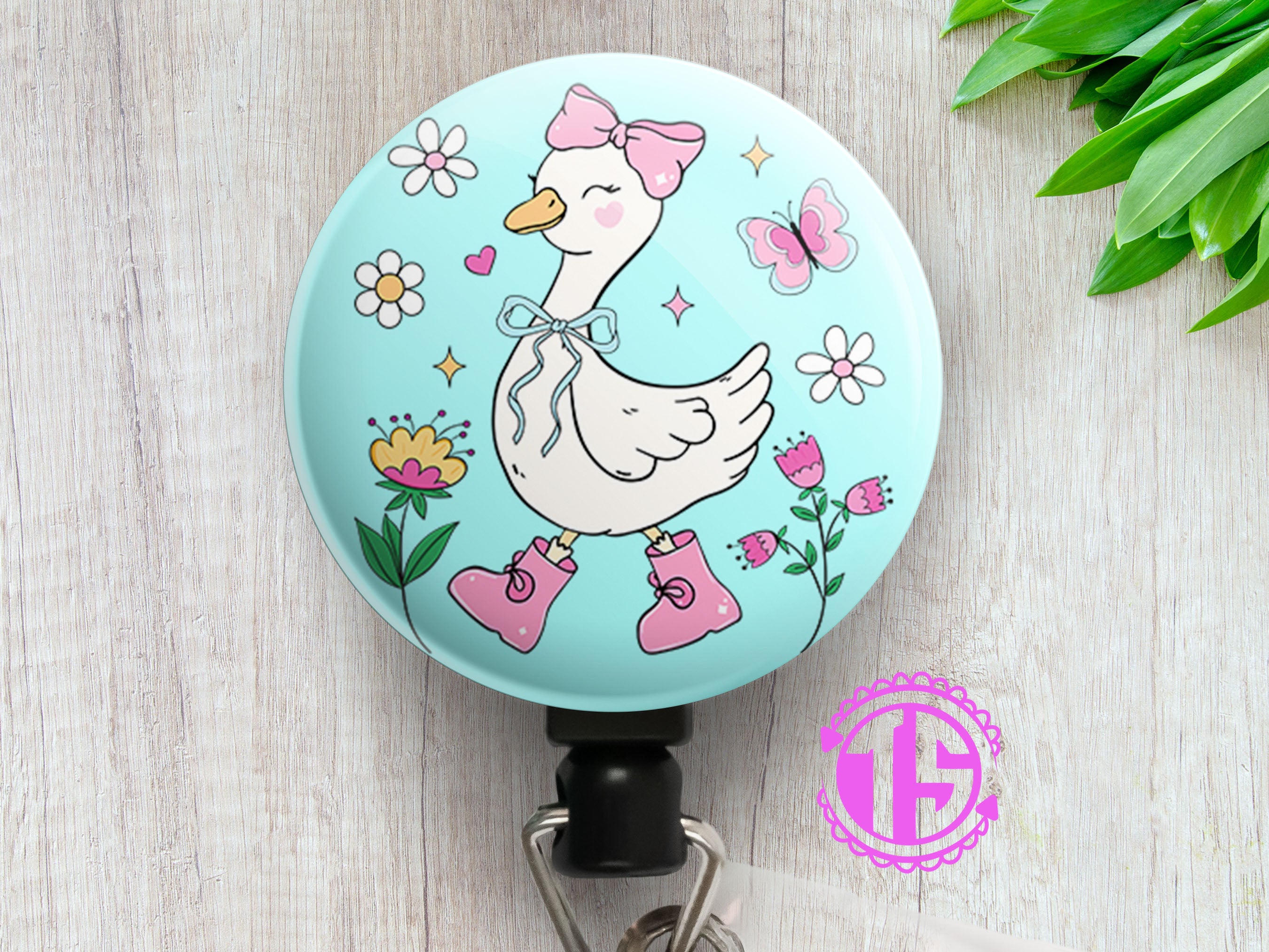 Spring Stroll Goose Swapfinity Retractable ID Badge Reel - - Topperswap