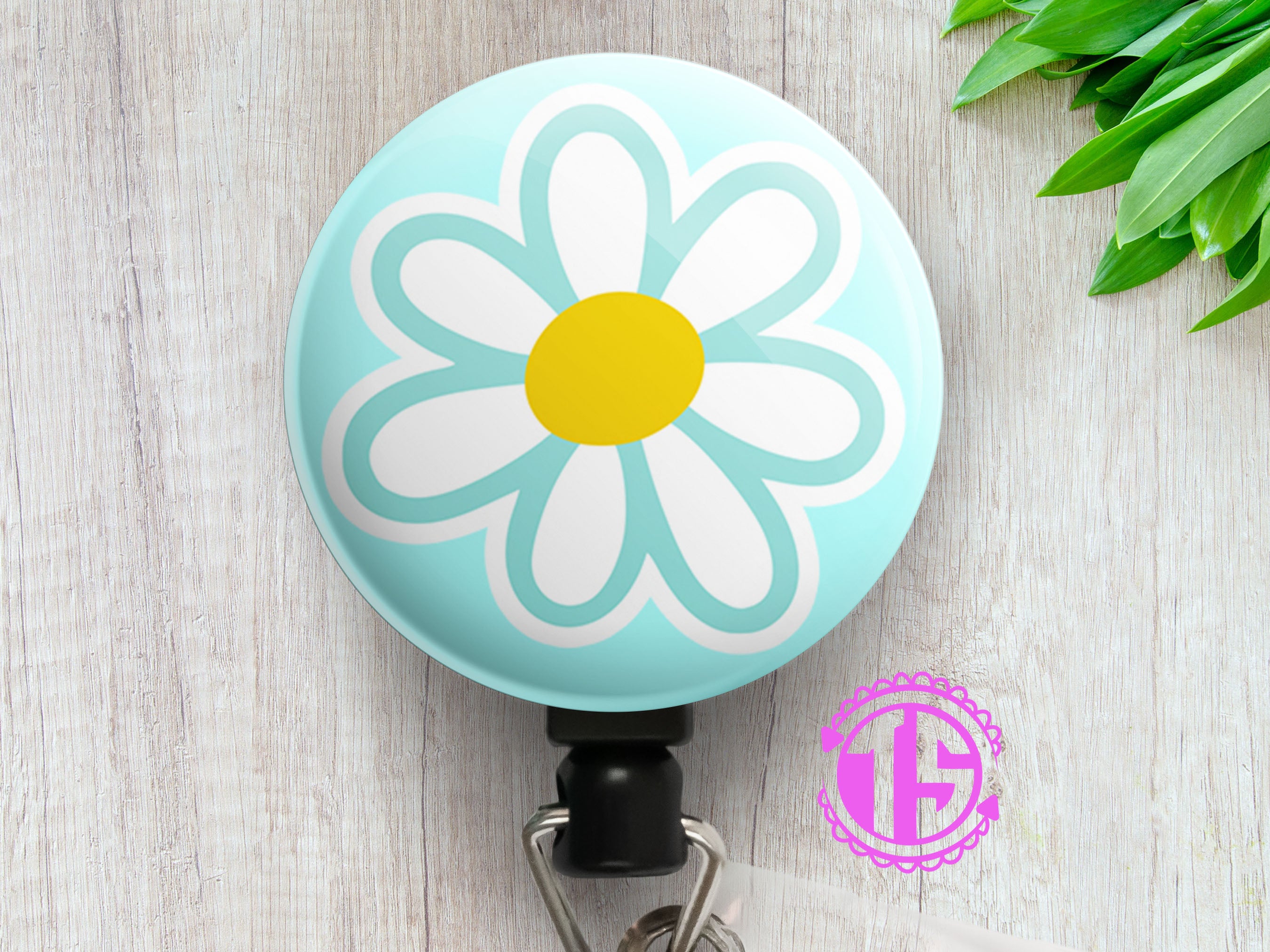 Daisy Delight Swapfinity Retractable ID Badge Reel - Alligator Clip / Black - Topperswap
