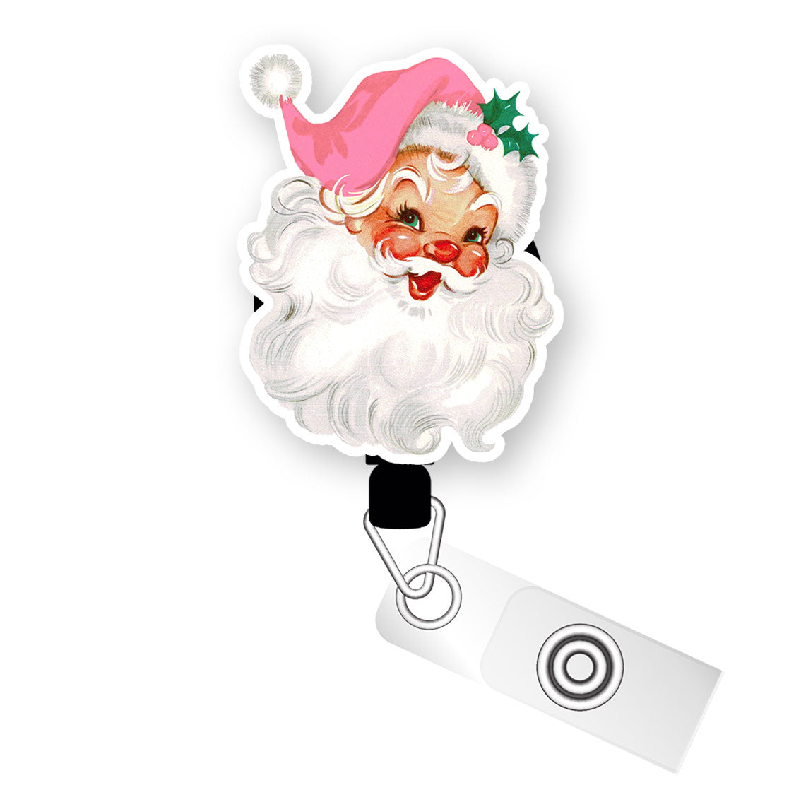 Ho Ho Ho Santa Pop Topper Swapfinity Retractable ID Badge Reel - Slide Clip / Flex - Matte - Topperswap