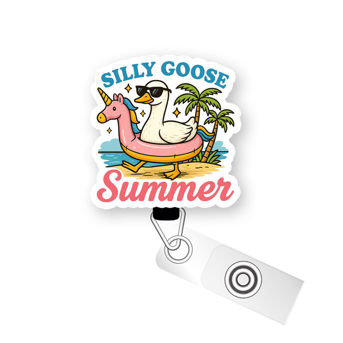 Silly Goose Summer Pop Topper Swapfinity Retractable ID Badge Reel - Alligator Clip / Flex - Matte - Topperswap