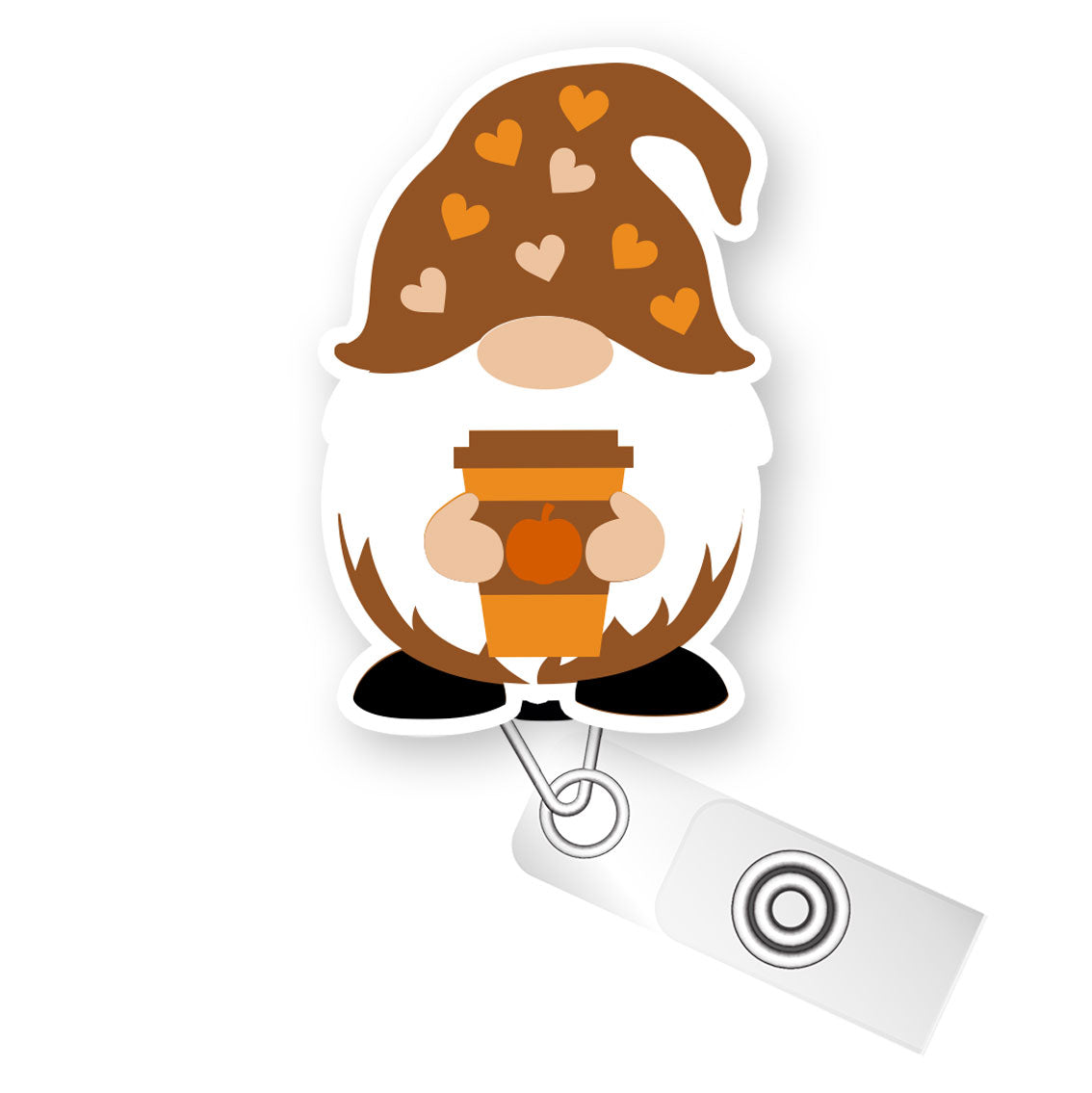 Pumpkin Spiced Latte Gnome Pop Topper Swapfinity Retractable ID Badge Reel - - Topperswap