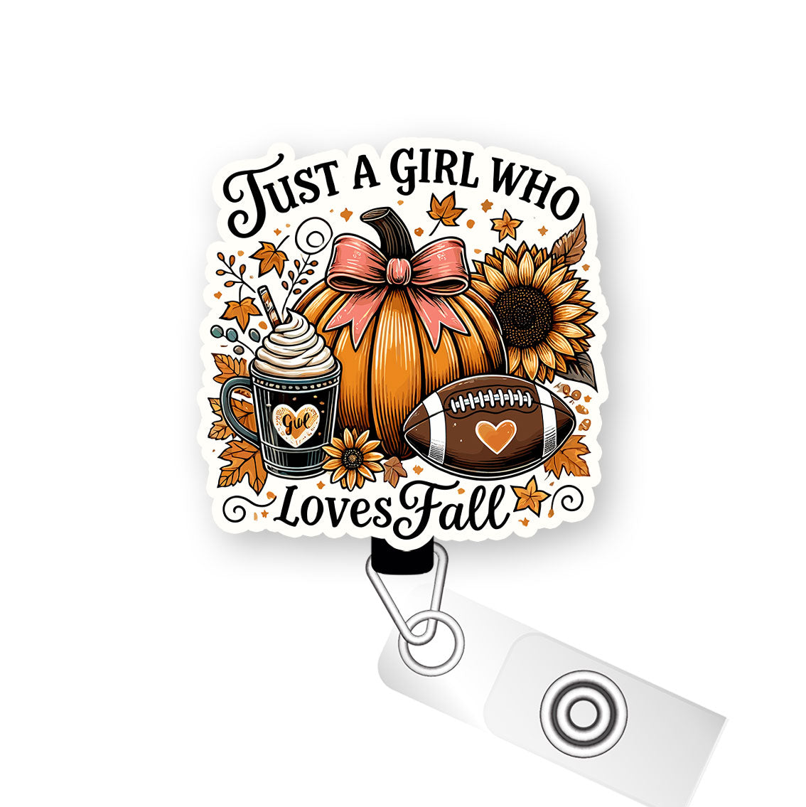 Just a Girl Who Loves Fall Pop Topper Swapfinity Retractable ID Badge Reel - - Topperswap