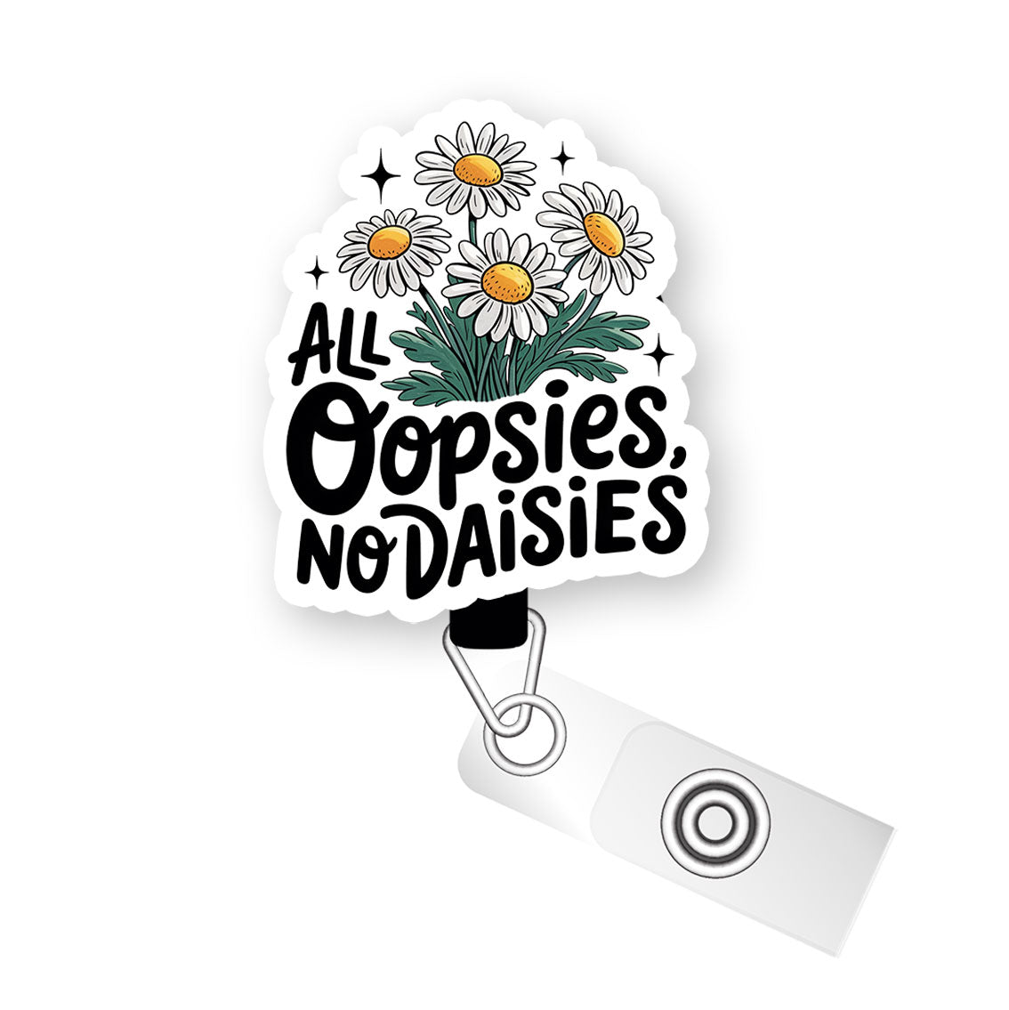 Oopsies No Daisies Pop Topper Swapfinity Retractable ID Badge Reel - - Topperswap