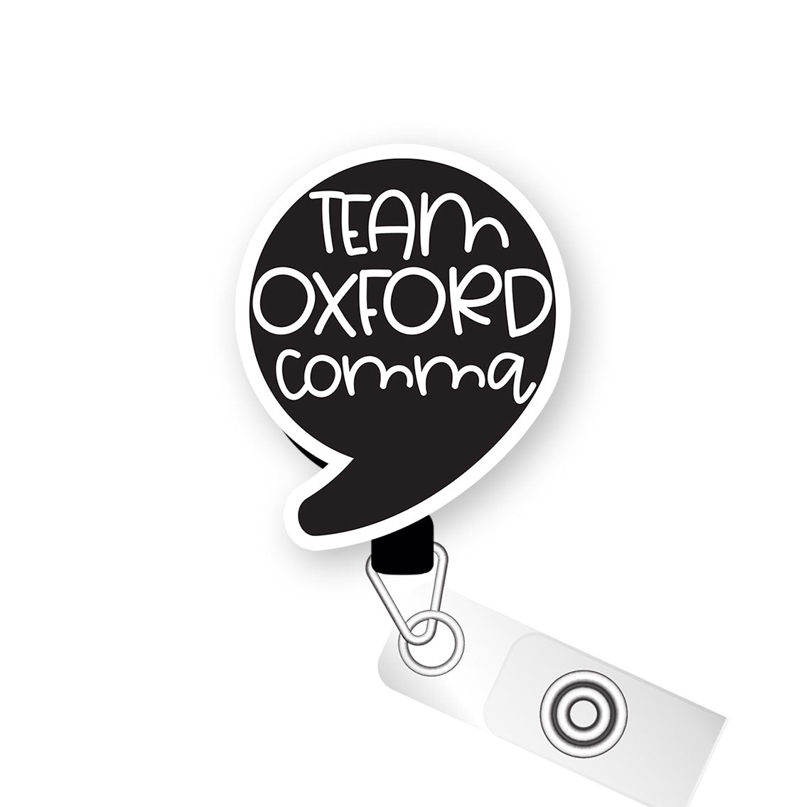 Oxford Comma Enthusiast Pop Topper Swapfinity Retractable ID Badge Reel - - Topperswap