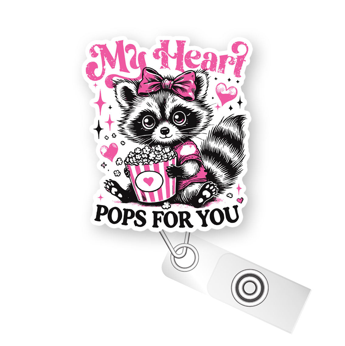 My Heart Pops for You Pop Topper Swapfinity Retractable ID Badge Reel - - Topperswap