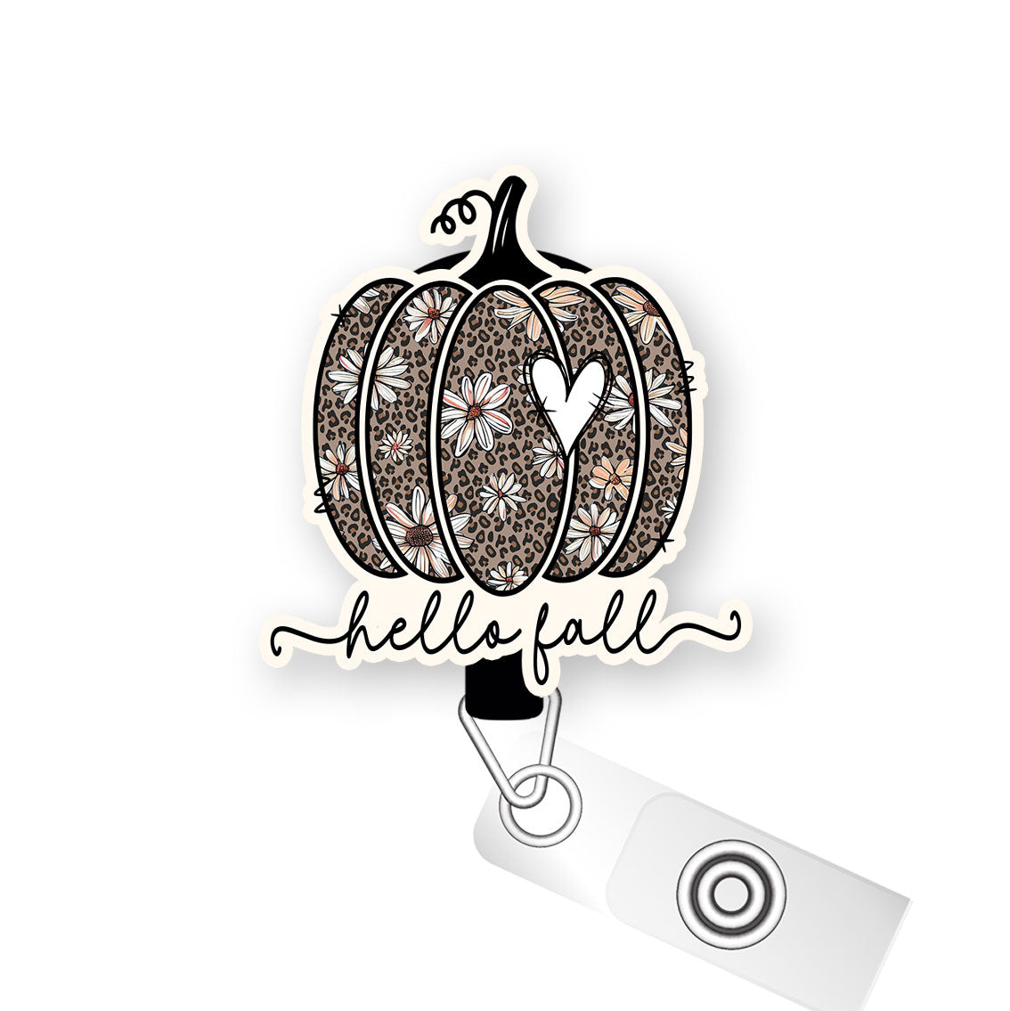 Leopard Pumpkin Pop Topper Swapfinity Retractable ID Badge Reel - - Topperswap