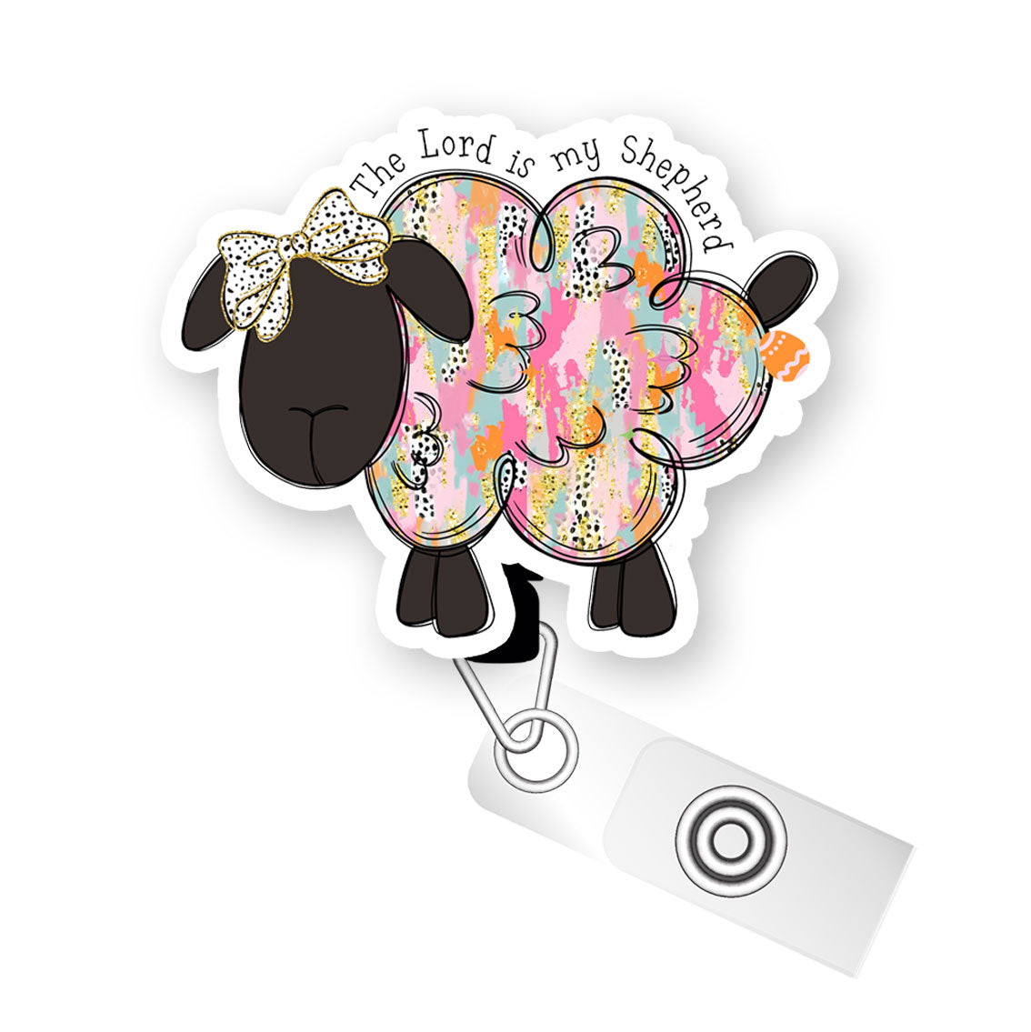 Psalm 23:1 Sheep Pop Topper Swapfinity Retractable ID Badge Reel - - Topperswap