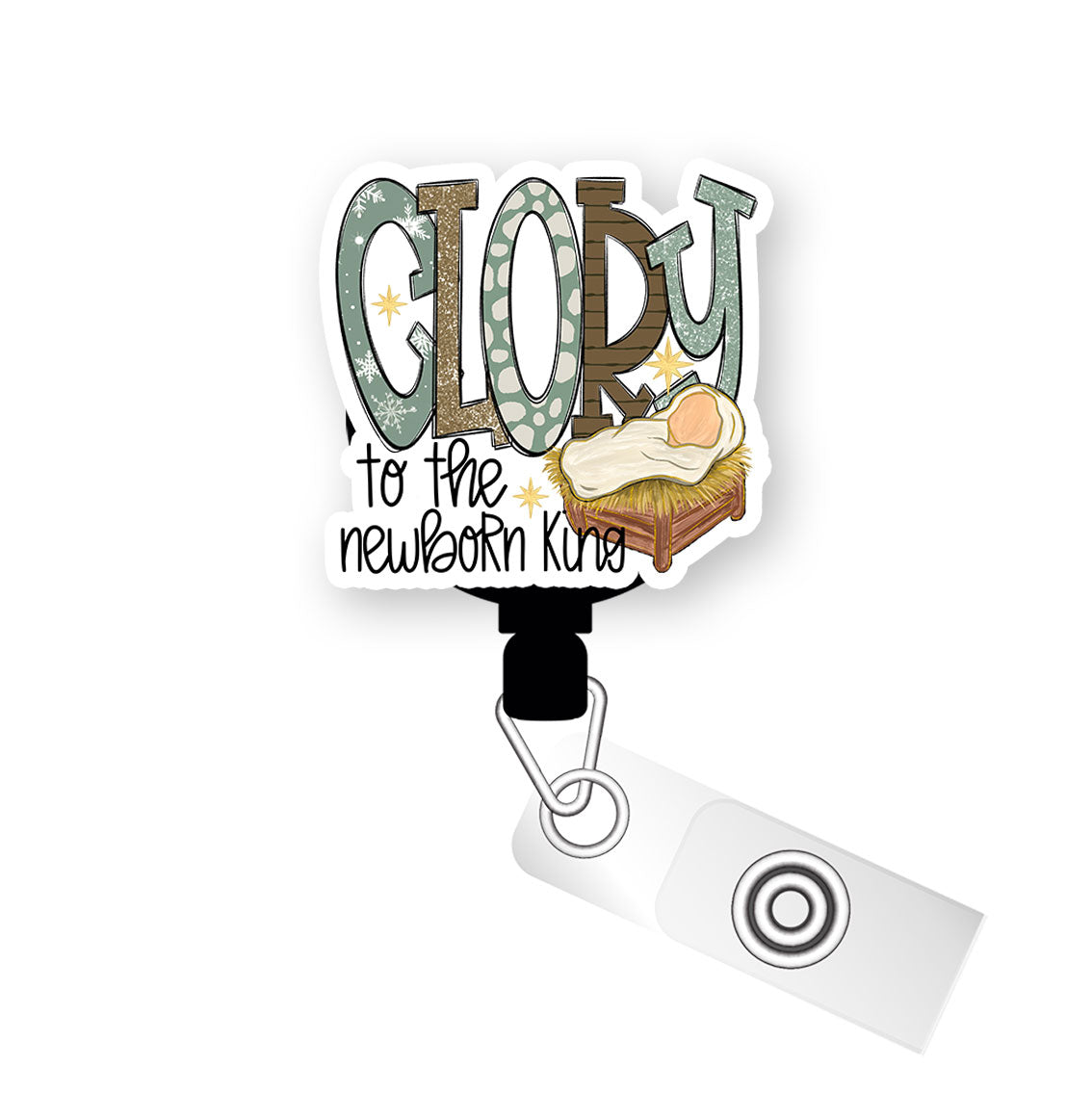 Glory to the Newborn King Pop Topper Swapfinity Retractable ID Badge Reel - - Topperswap