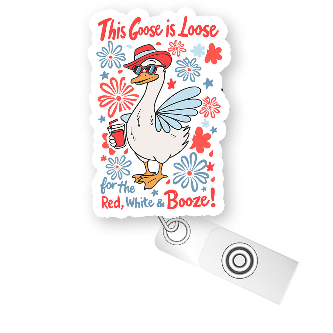 Goose on the Loose Pop Topper Swapfinity Retractable ID Badge Reel - - Topperswap