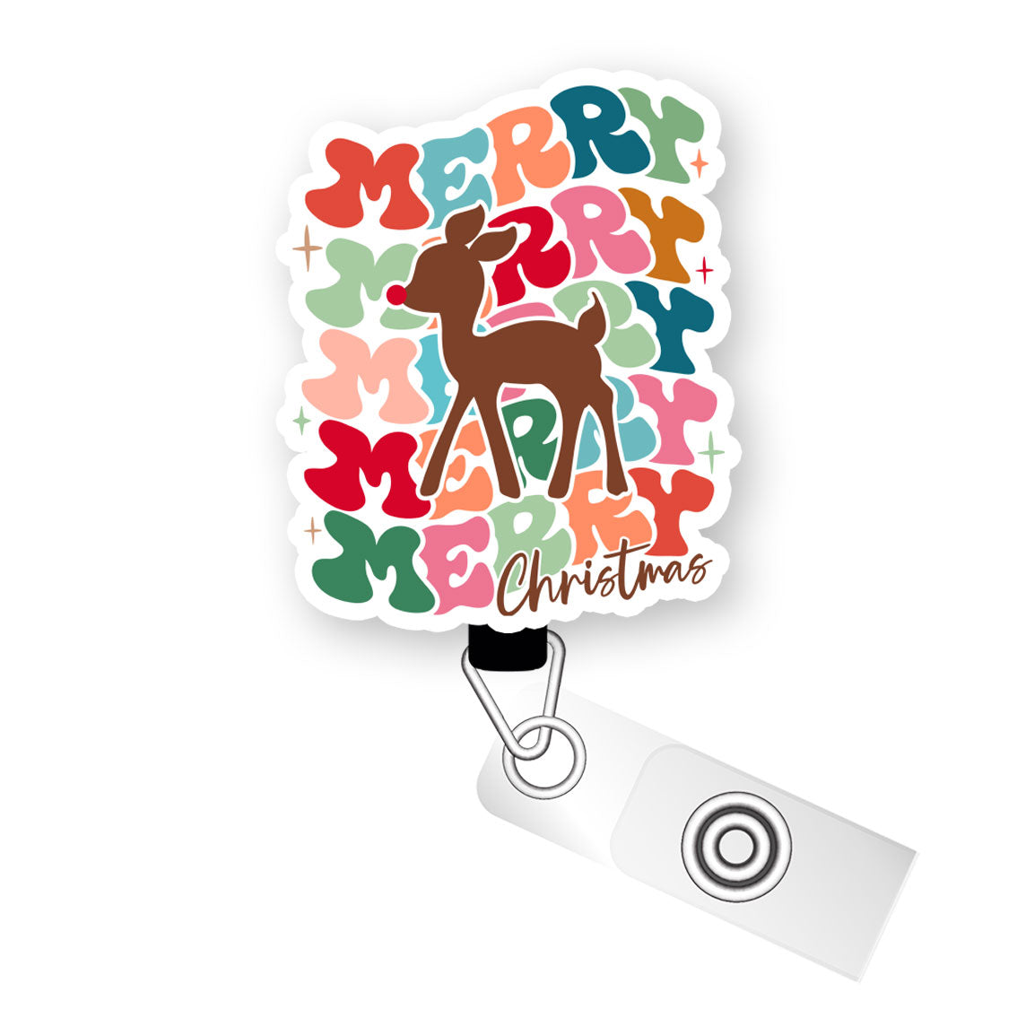 Merry & Bright Reindeer Pop Topper Swapfinity Retractable ID Badge Reel - - Topperswap