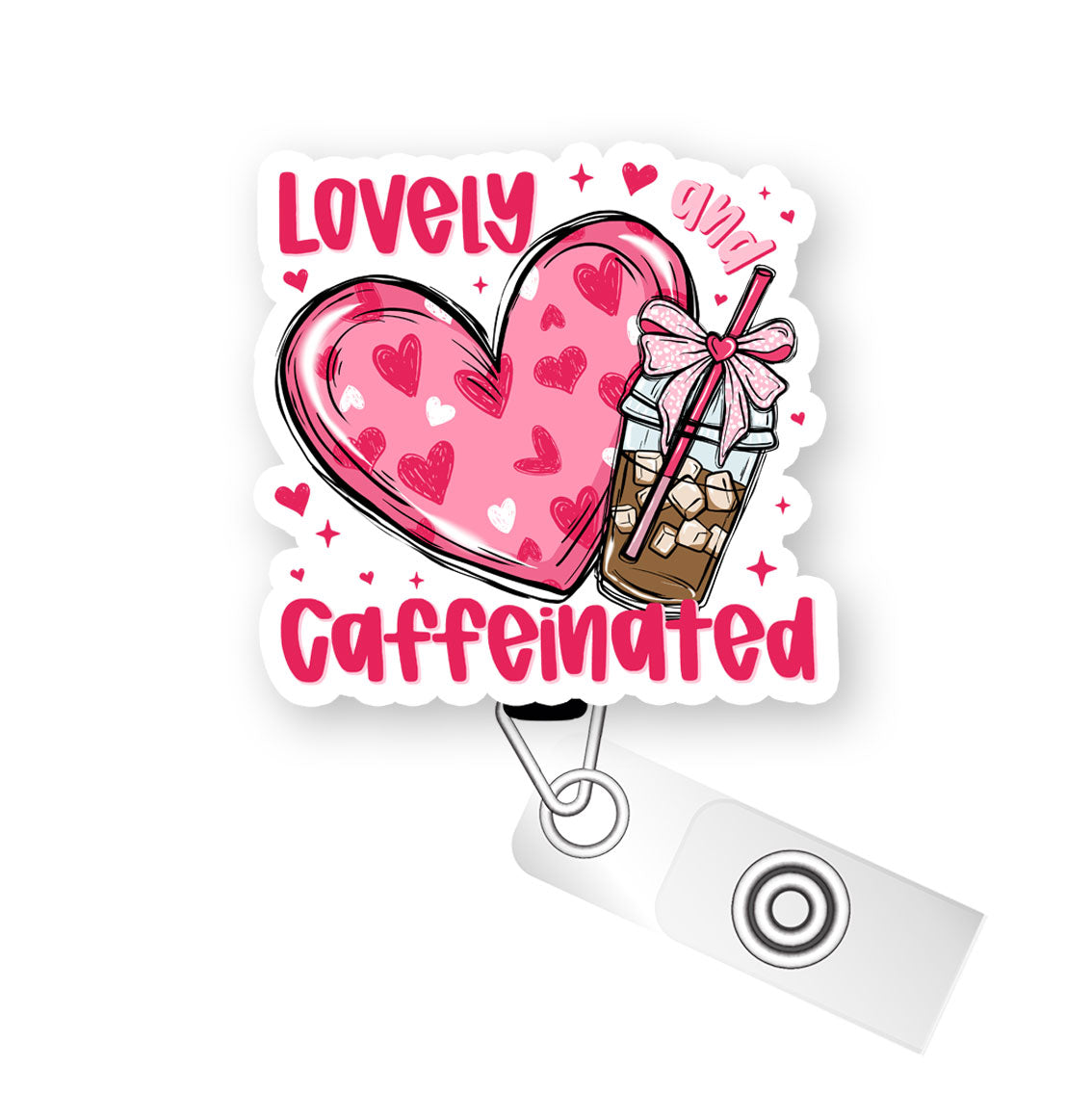 Lovely & Caffeinated Pop Topper Swapfinity Retractable ID Badge Reel - - Topperswap
