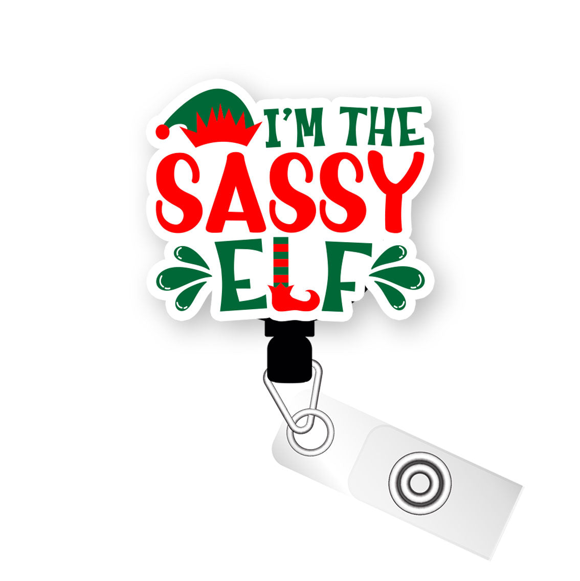 I'm The Sassy Elf Pop Topper Swapfinity Retractable ID Badge Reel - - Topperswap