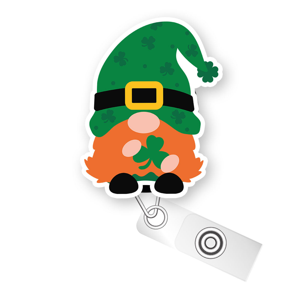 Happy St. Patrick’s Gnome Shamrock Pop Topper Swapfinity Retractable ID Badge Reel - - Topperswap