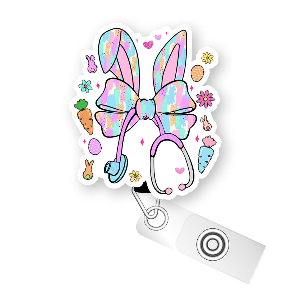 Easter Bunny Nurse Pop Topper Swapfinity Retractable ID Badge Reel - - Topperswap