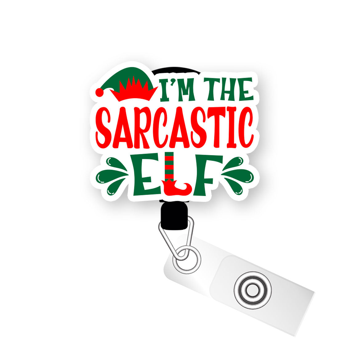 I'm The Sarcastic Elf Pop Topper Swapfinity Retractable ID Badge Reel - - Topperswap