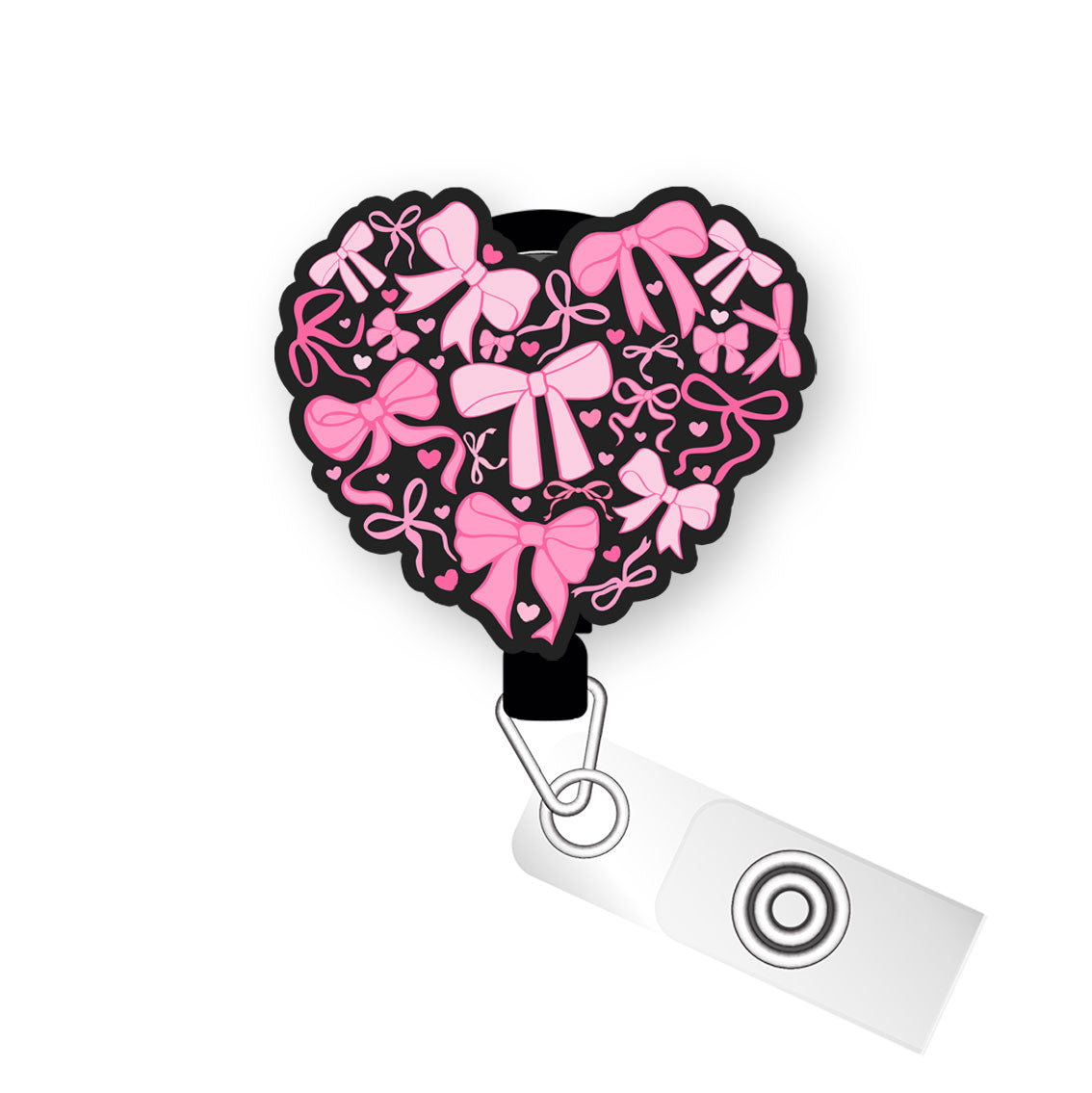 Bow-Tied Heart Pop Topper Swapfinity Retractable ID Badge Reel - - Topperswap