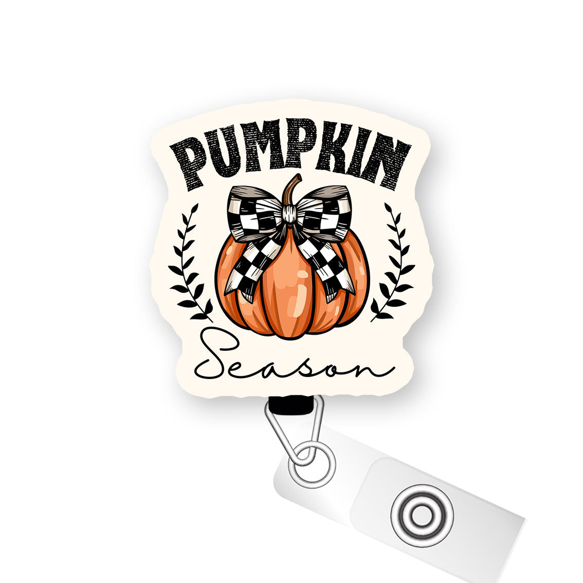 Buffalo Check Pumpkin Pop Topper Swapfinity Retractable ID Badge Reel - - Topperswap
