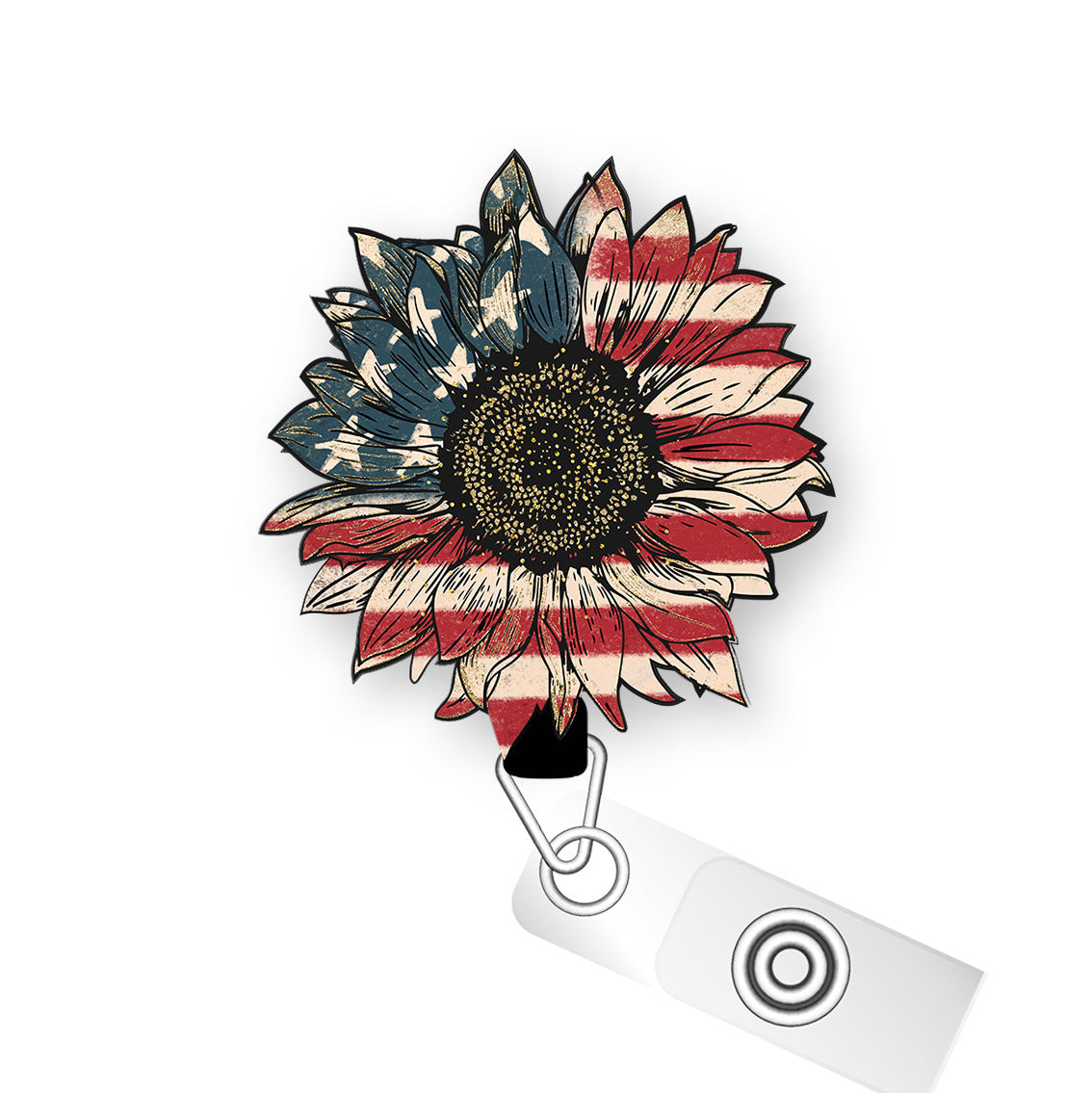 Patriotic Flower Pop Topper Swapfinity Retractable ID Badge Reel - - Topperswap