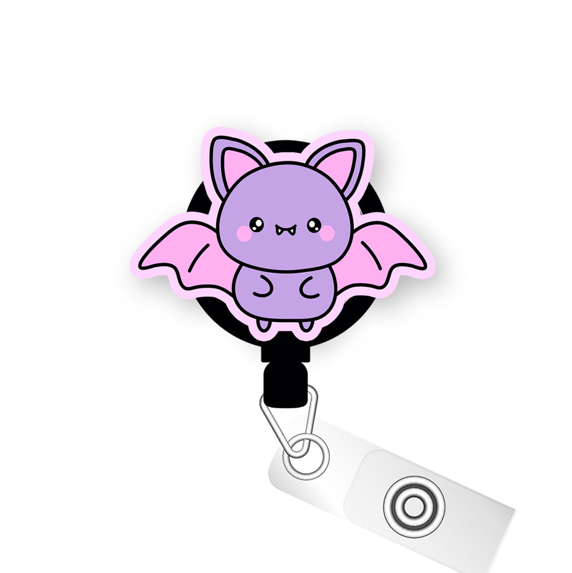 Purple Winged Cutie Bat Pop Topper Swapfinity Retractable ID Badge Reel - - Topperswap