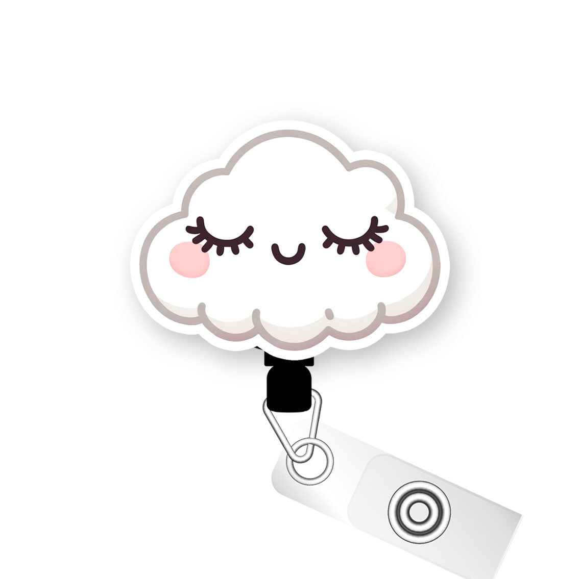 White Cloud Pop Topper Swapfinity Retractable ID Badge Reel - - Topperswap