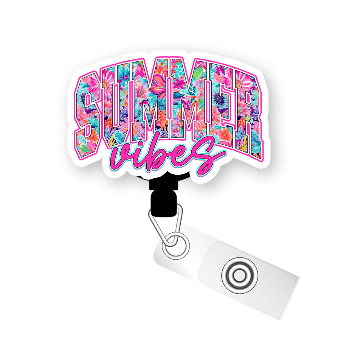 Summer Vibes Pop Topper Swapfinity Retractable ID Badge Reel - - Topperswap