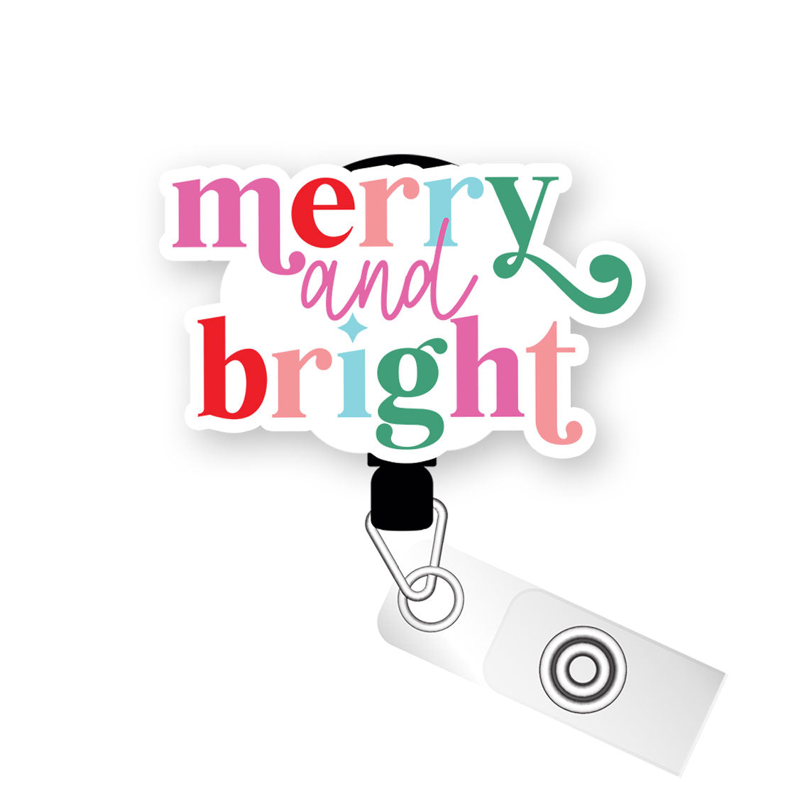 Merry and Bright Rainbow Pop Topper Swapfinity Retractable ID Badge Reel - - Topperswap