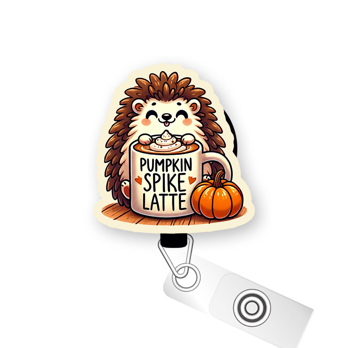 Pumpkin Spike Latte Pop Topper Swapfinity Retractable ID Badge Reel - Alligator Clip / Premium Matte - Topperswap