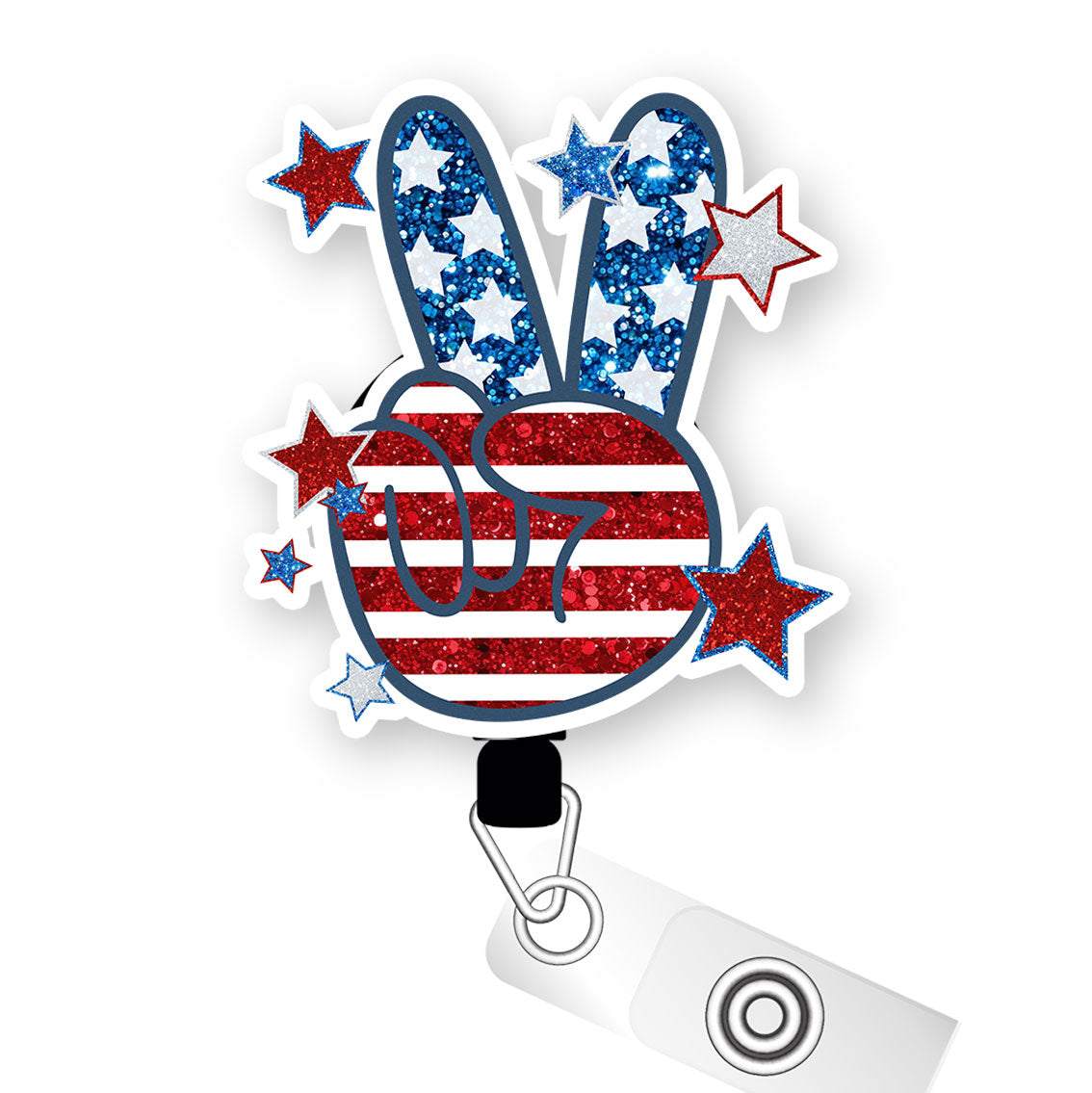 Peace Out, America Pop Topper Swapfinity Retractable ID Badge Reel - - Topperswap