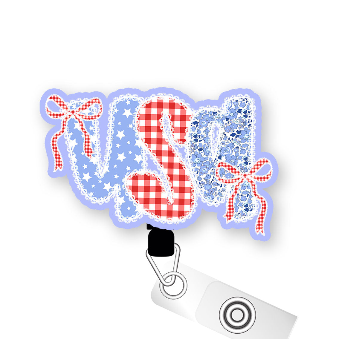 Sparkle & Stripes USA Pop Topper Swapfinity Retractable ID Badge Reel - - Topperswap