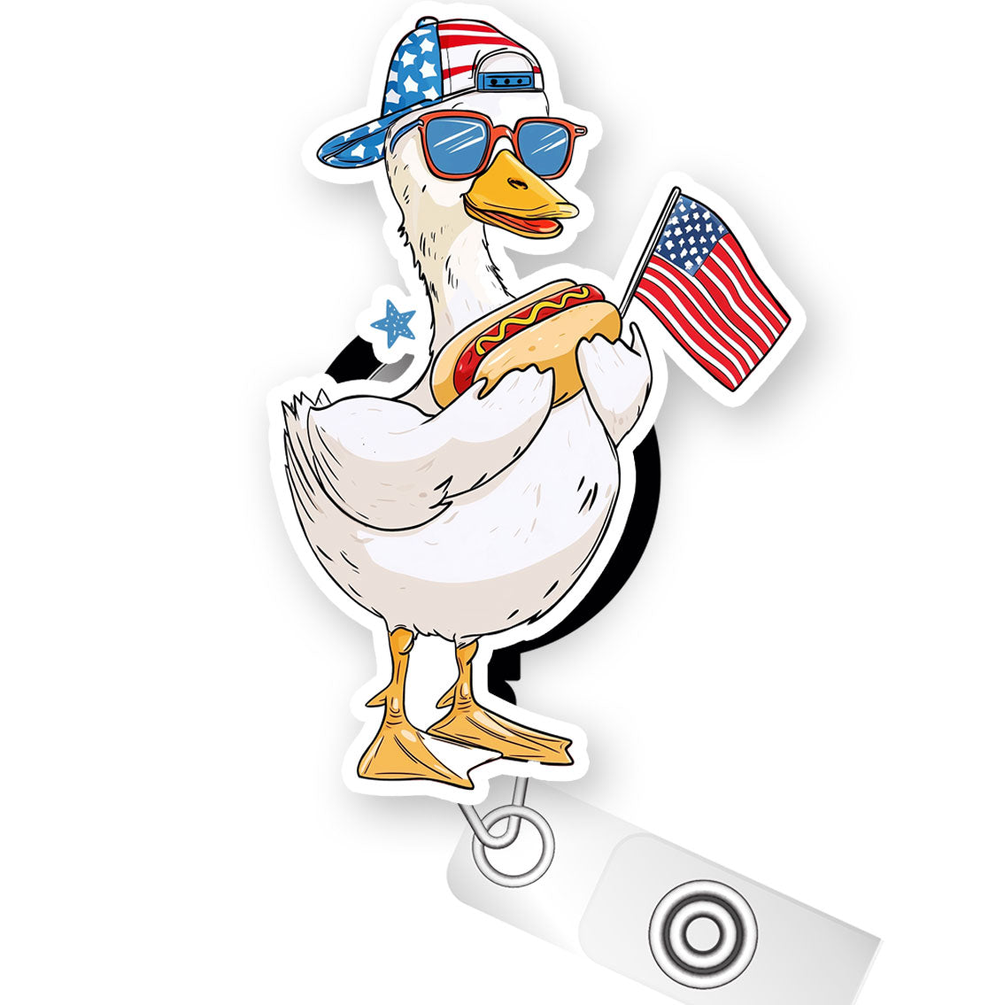 Hotdog Goose Picnic Party Pop Topper Swapfinity Retractable ID Badge Reel - - Topperswap