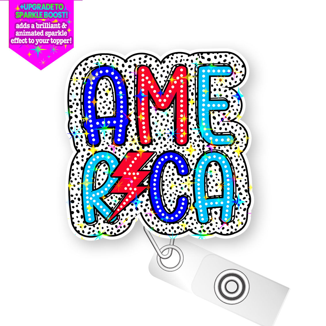 Electric AMERICA Pop Topper Swapfinity Retractable ID Badge Reel - - Topperswap