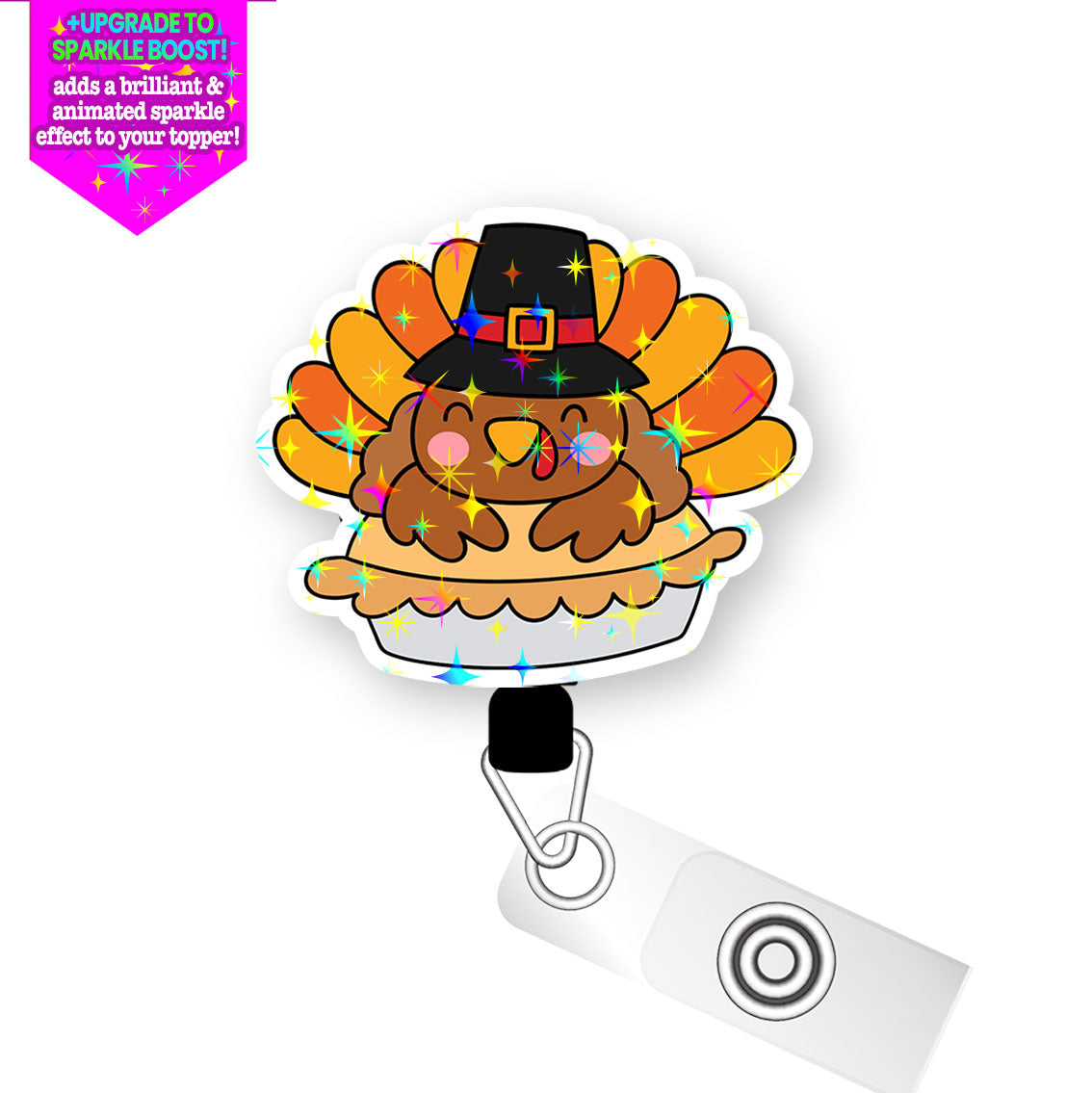 Pumpkin Pie Turkey Pop Topper Swapfinity Retractable ID Badge Reel - - Topperswap