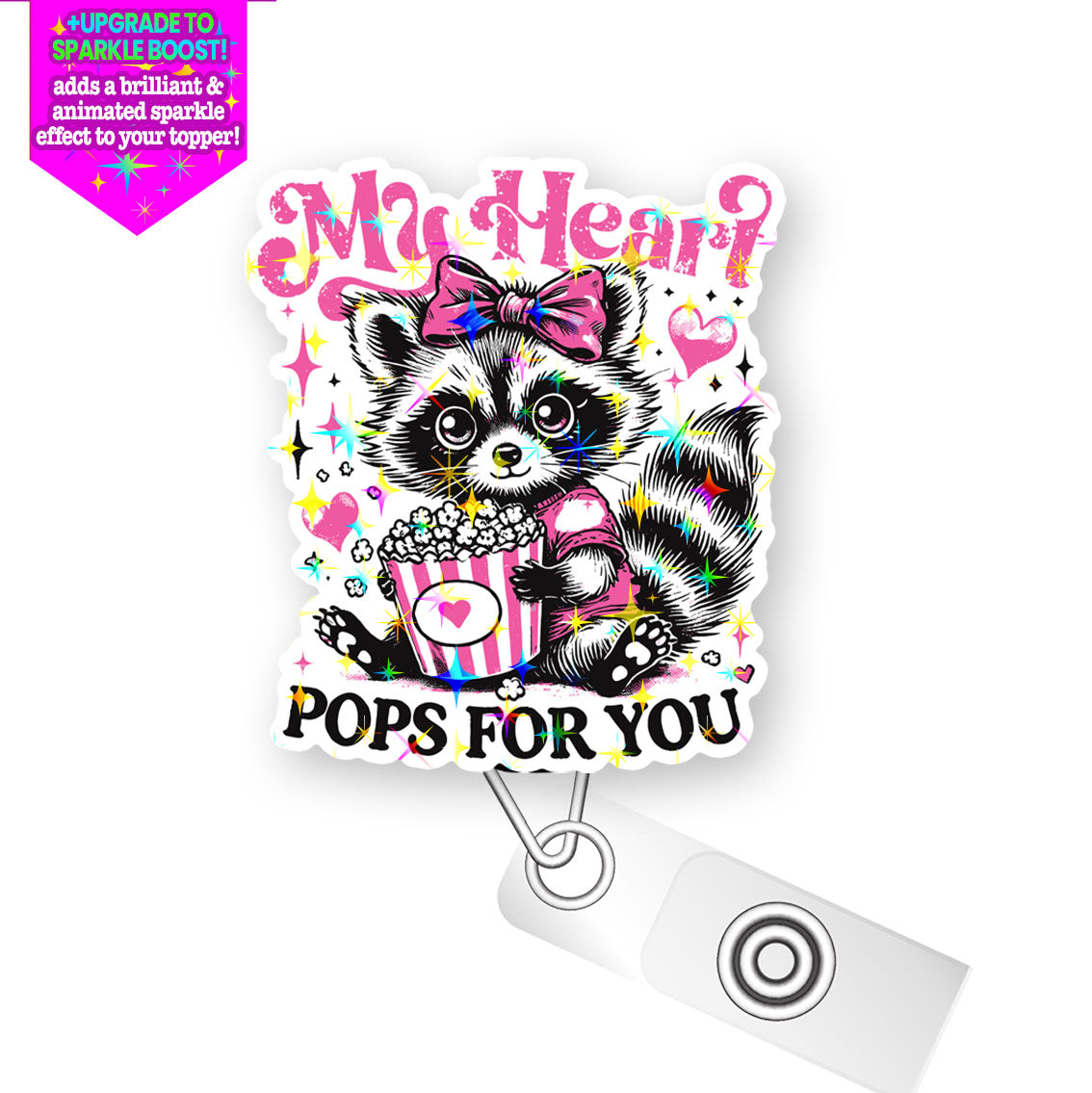 My Heart Pops for You Pop Topper Swapfinity Retractable ID Badge Reel - - Topperswap