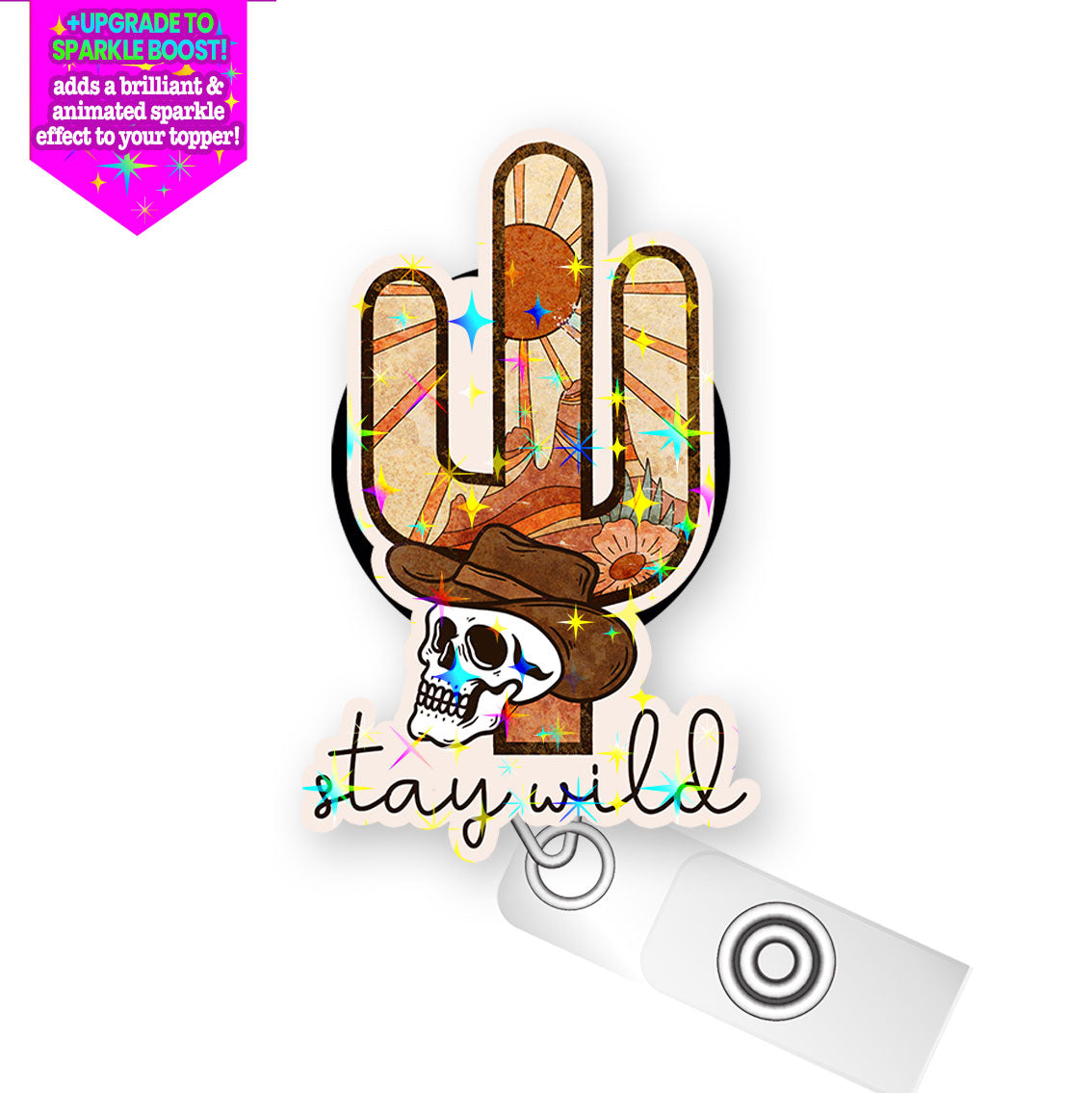 Stay Wild Pop Topper Swapfinity Retractable ID Badge Reel - - Topperswap