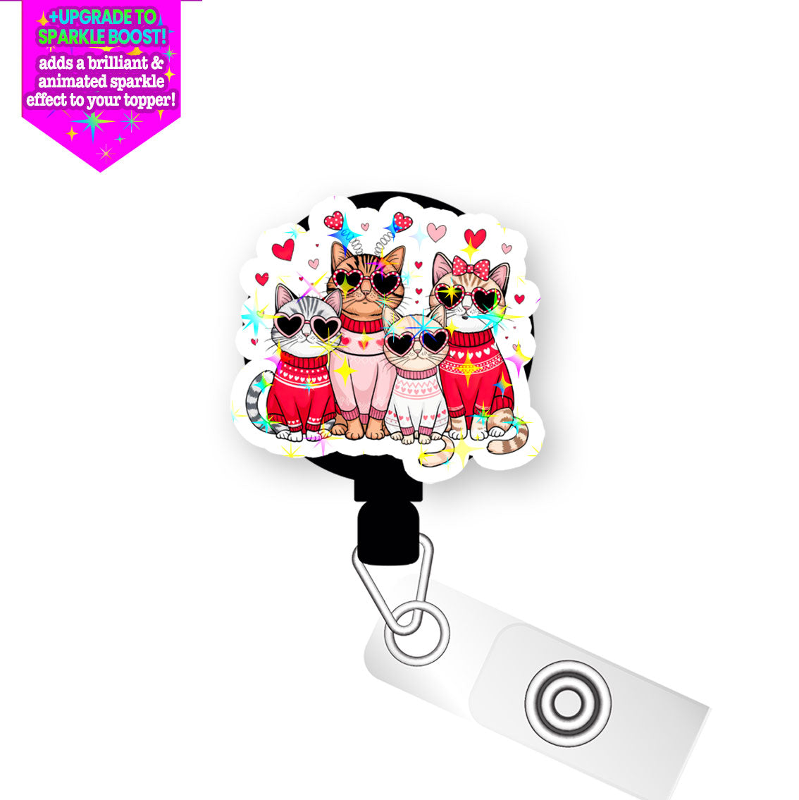 Purr-fectly in Love Pop Topper Swapfinity Retractable ID Badge Reel - - Topperswap