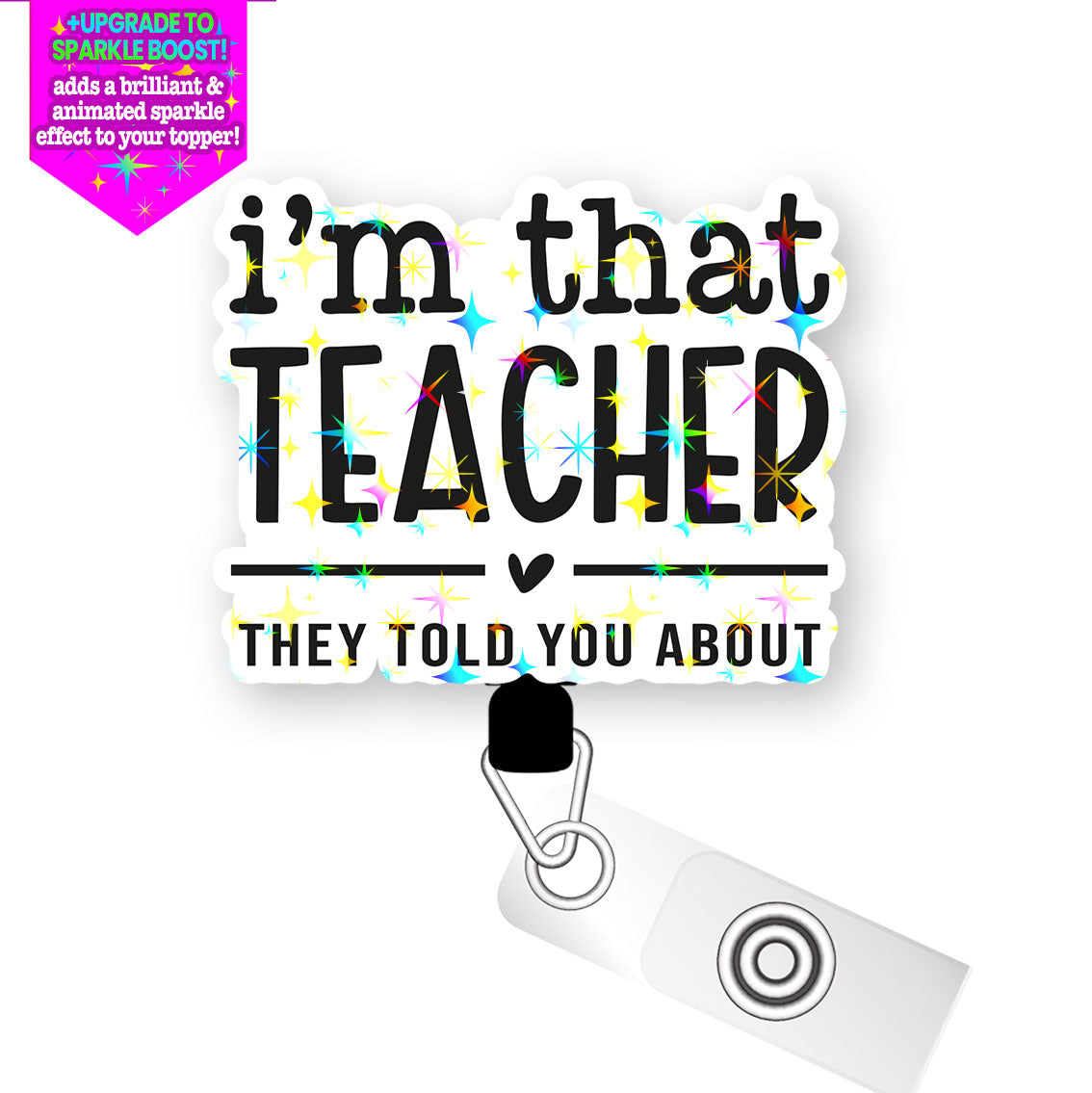That Teacher Pop Topper Swapfinity Retractable ID Badge Reel - - Topperswap