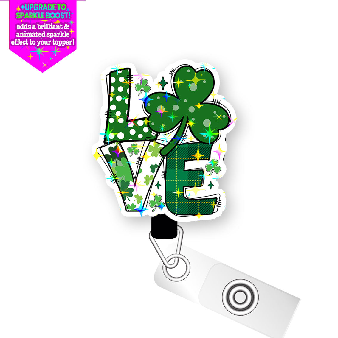 Lucky Love Pop Topper Swapfinity Retractable ID Badge Reel - - Topperswap