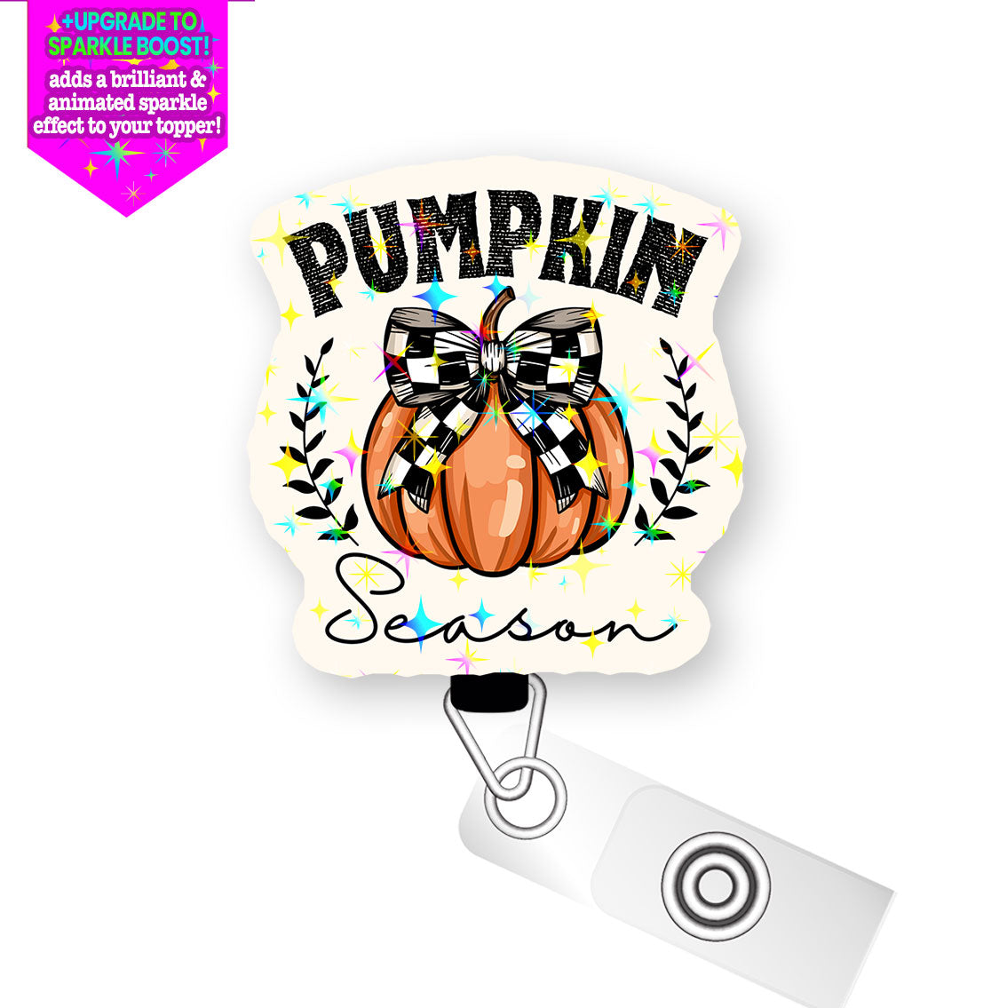 Buffalo Check Pumpkin Pop Topper Swapfinity Retractable ID Badge Reel - - Topperswap