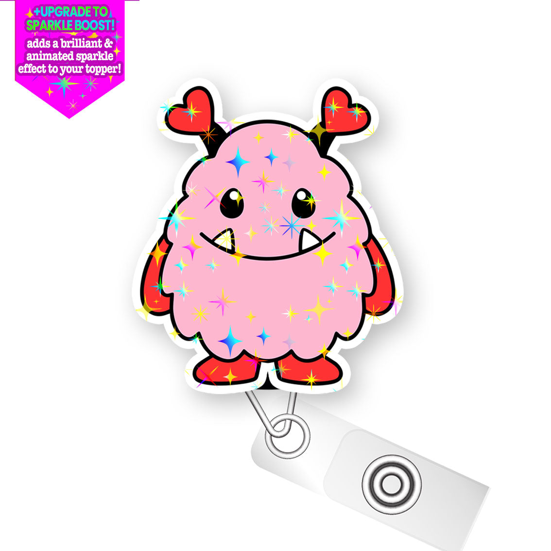Valentine's Monster Pop Topper Swapfinity Retractable ID Badge Reel - - Topperswap